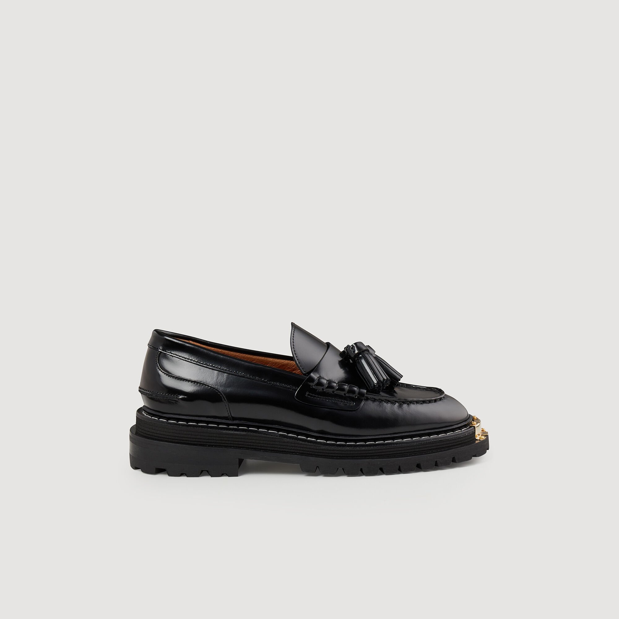 Thick-soled leather loafers