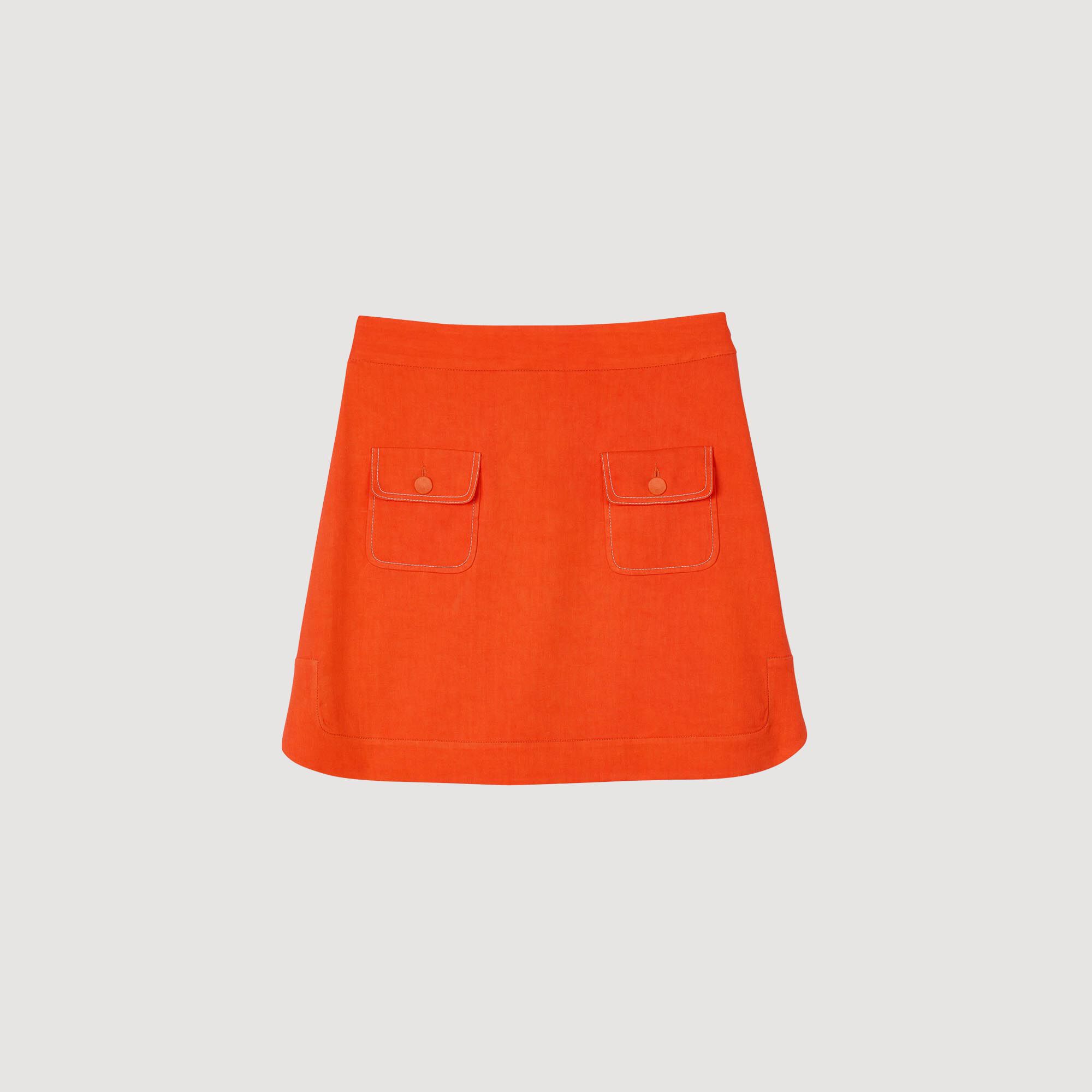 Mini skirt with pockets yellow / orange For Women | Sandro Paris