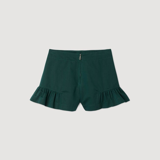 Flared ruffled shorts