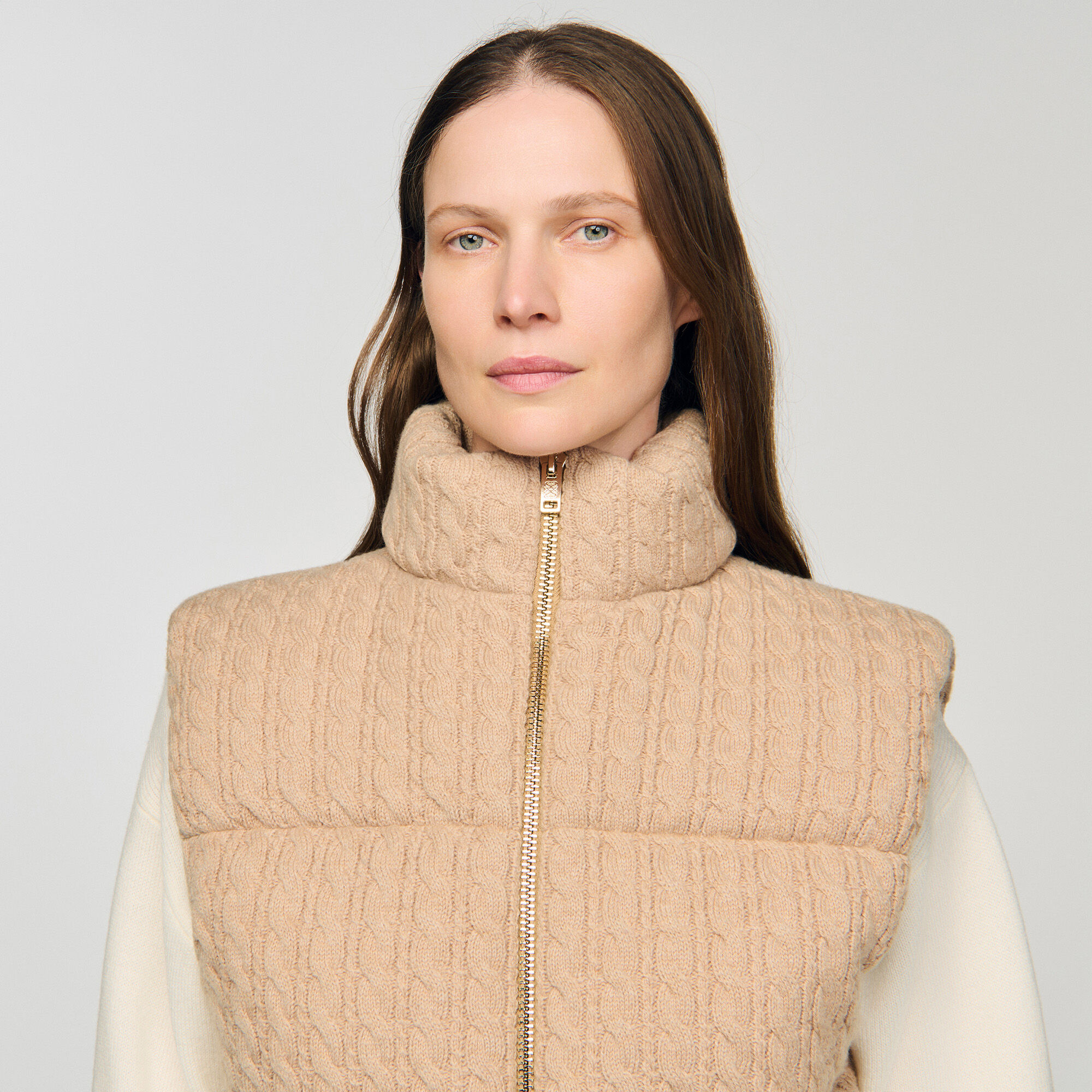 Cropped sleeveless puffer vest