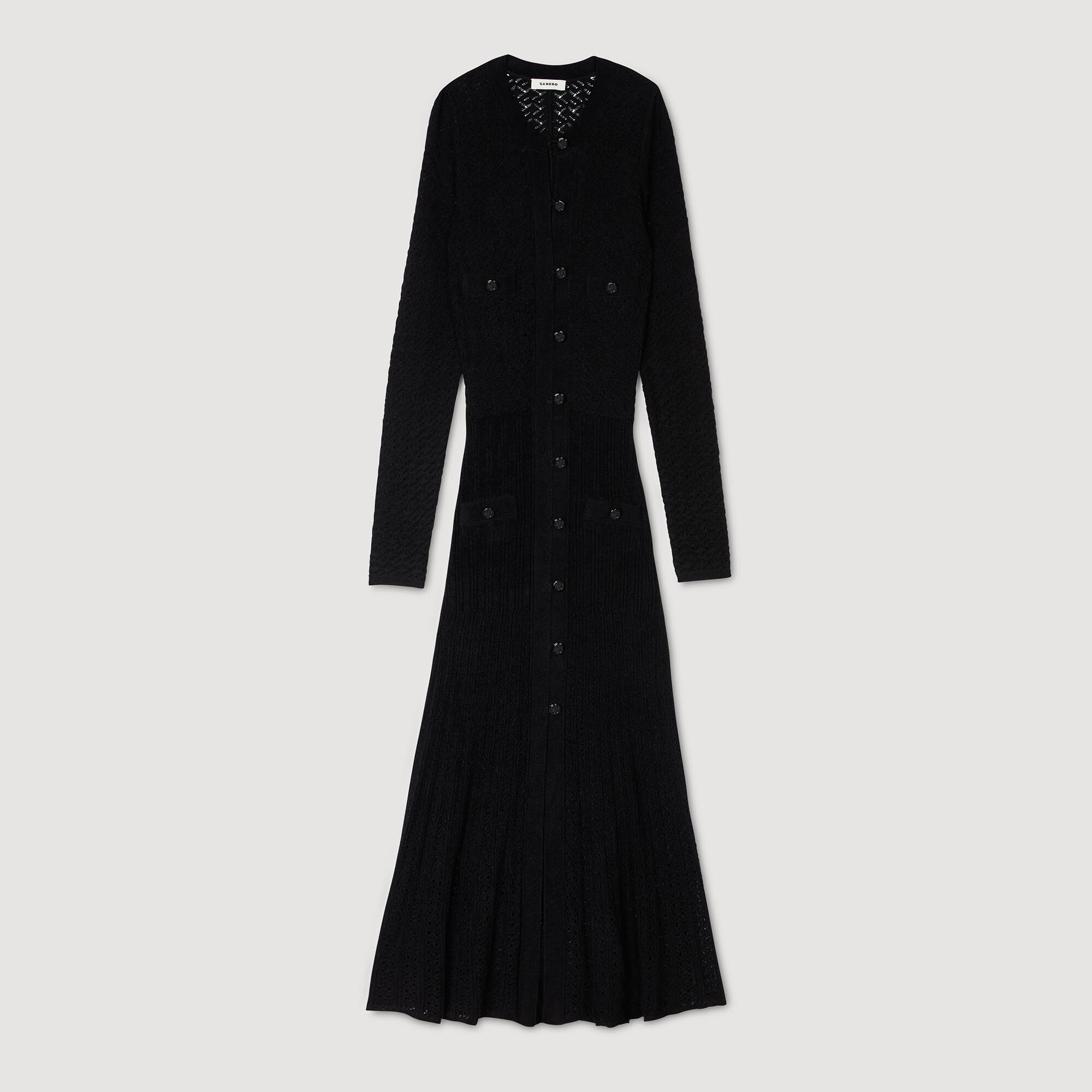 Velvet-effect knit maxi dress black / gray For Women