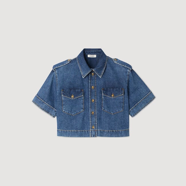 Cropped denim shirt
