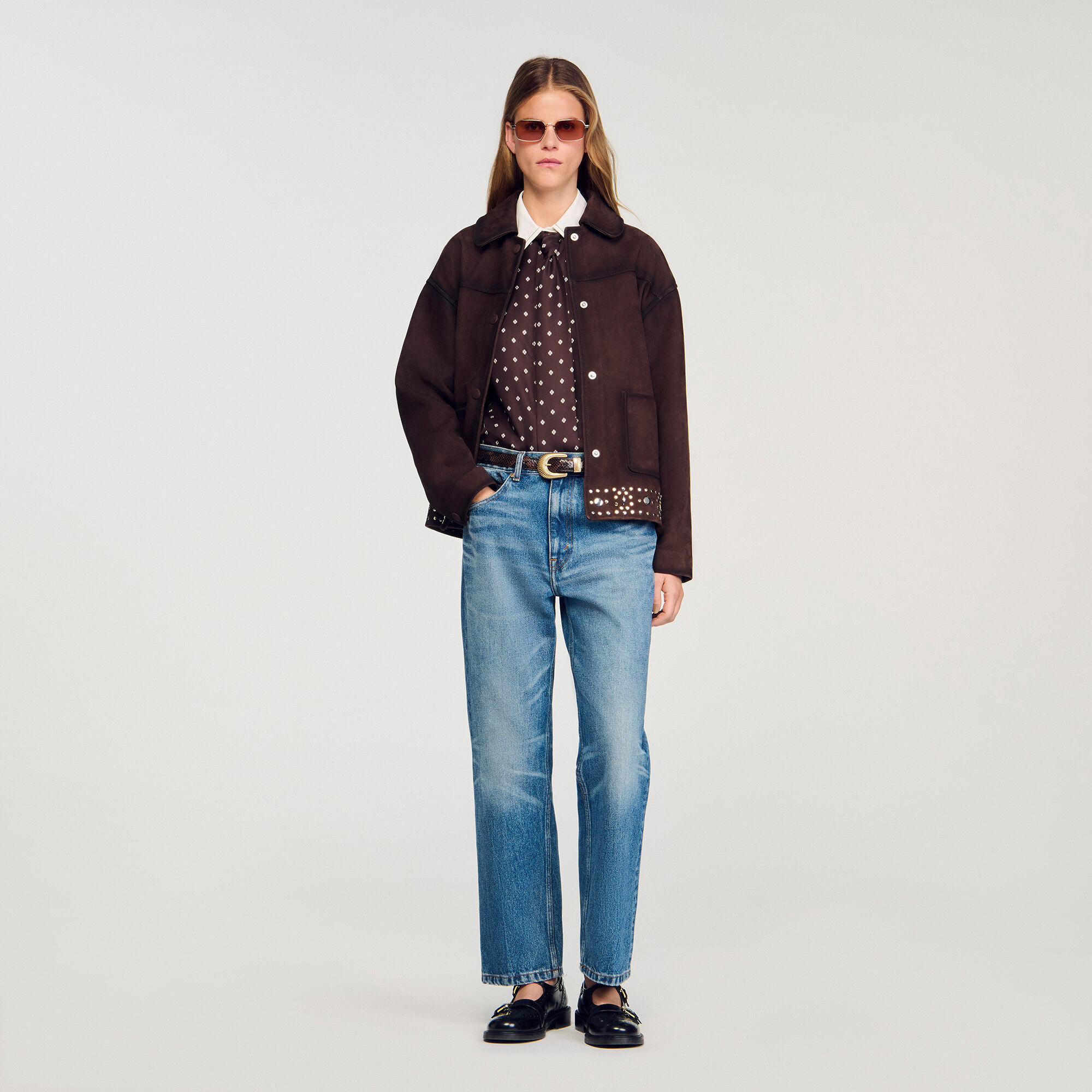 Flowy tie print shirt