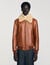 Leather jacket with shearling collar