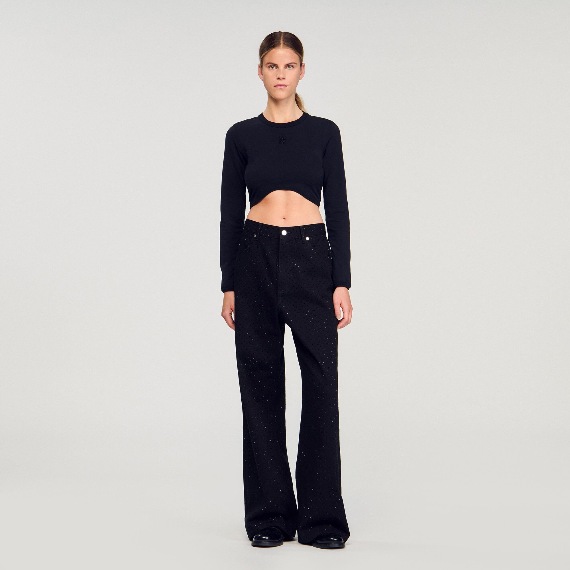 Cropped embroidered T-shirt