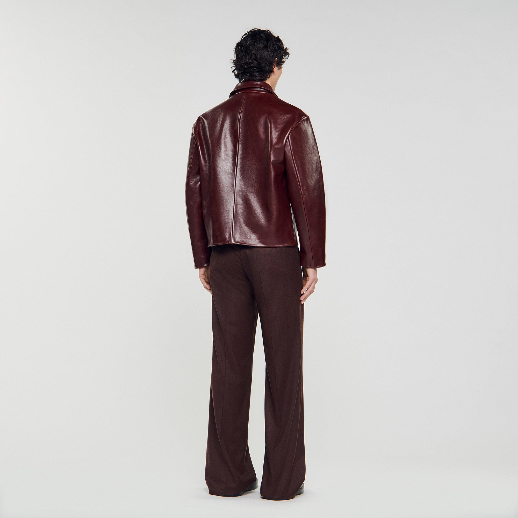 Zip-up leather jacket