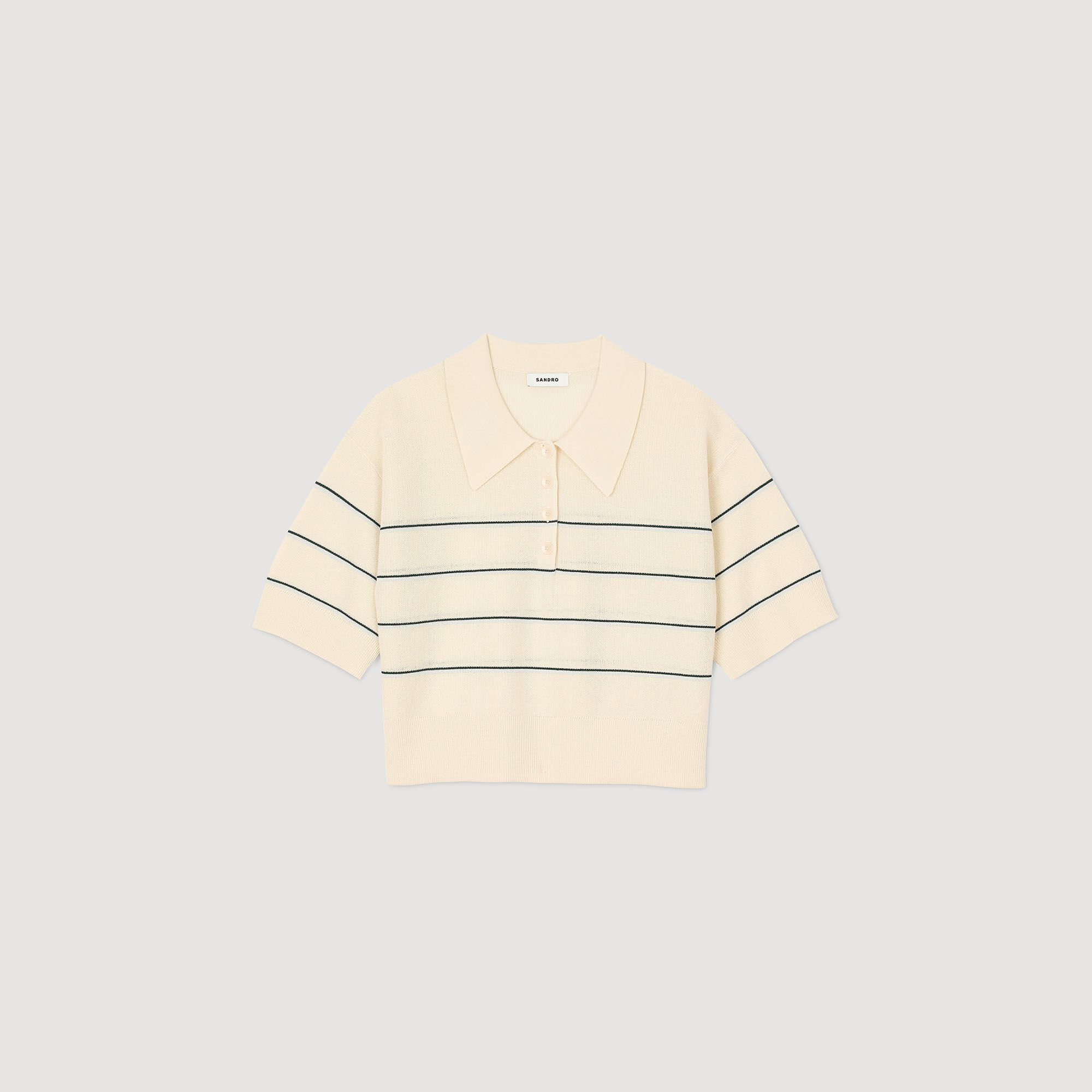 Cropped striped knitted sweater