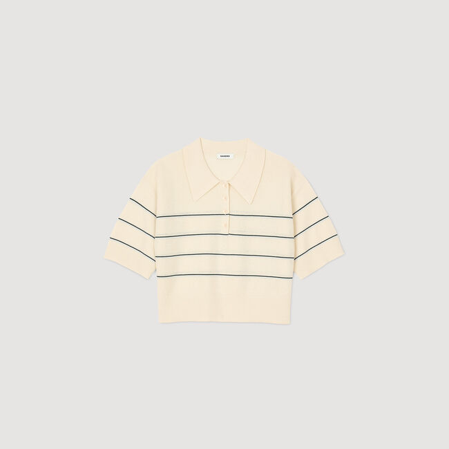 Cropped striped knitted sweater