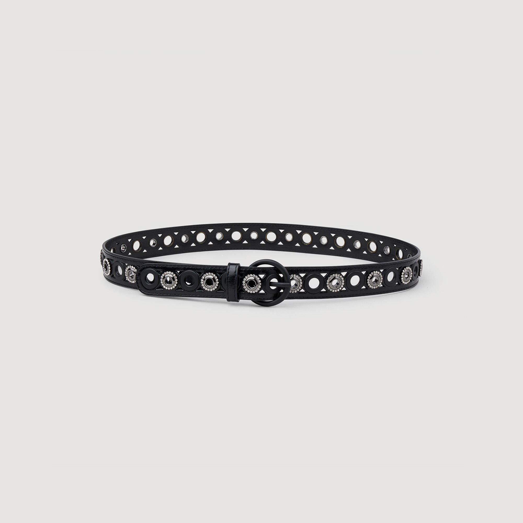 Leather belt with eyelets