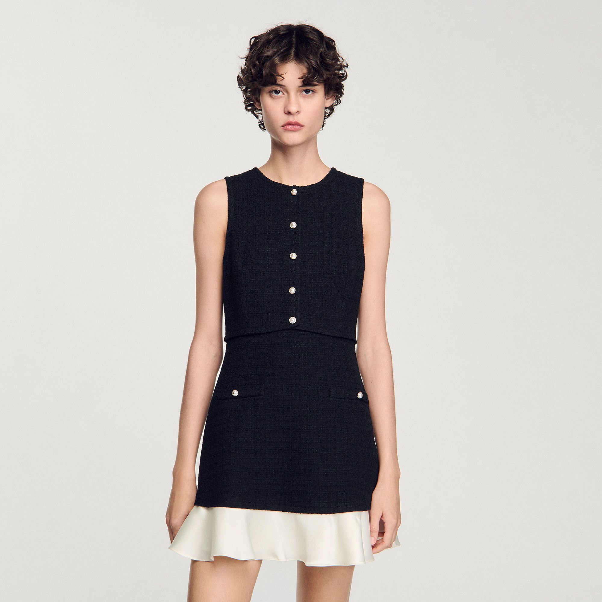 Two-tone tweed mini dress
