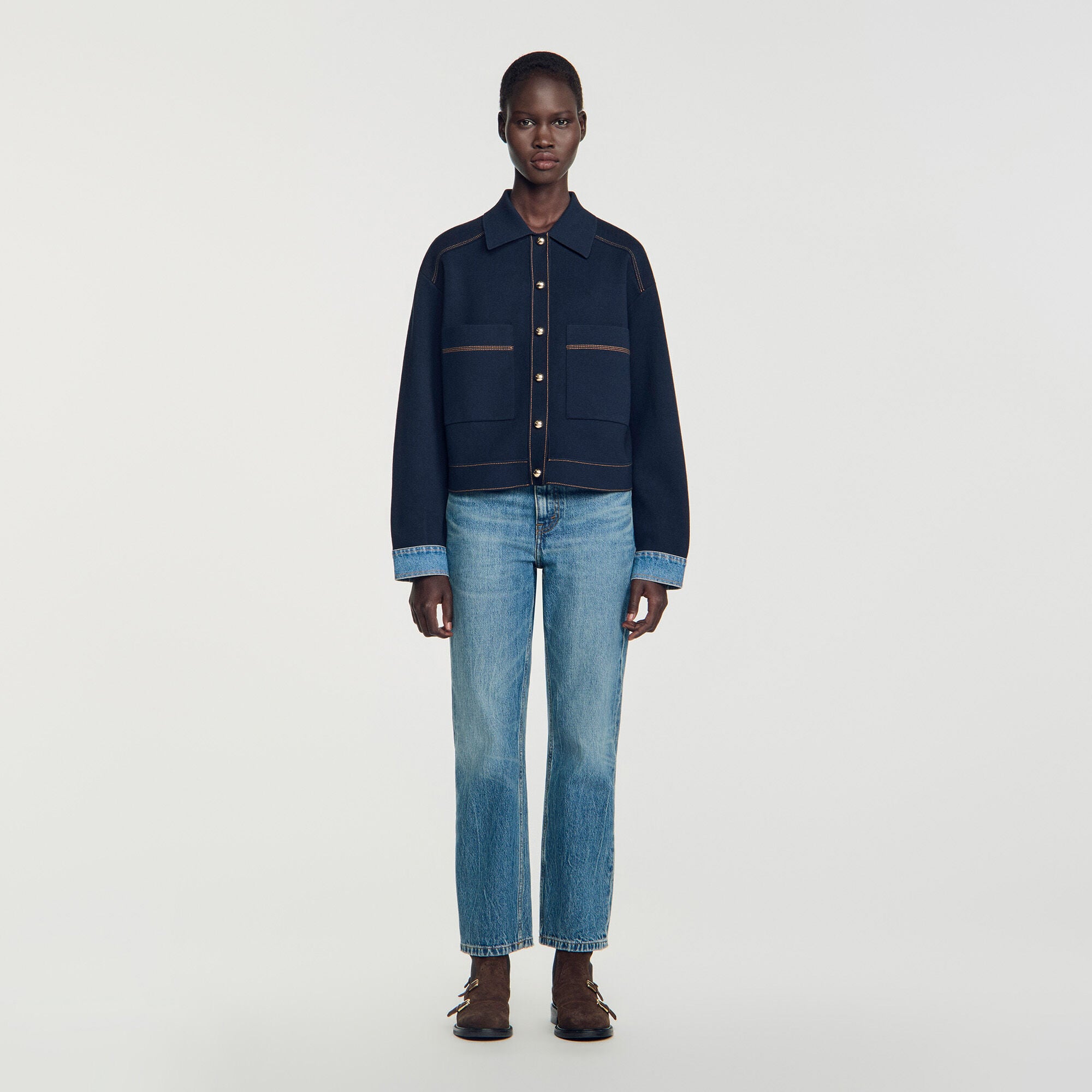 Jacket-effect cardigan