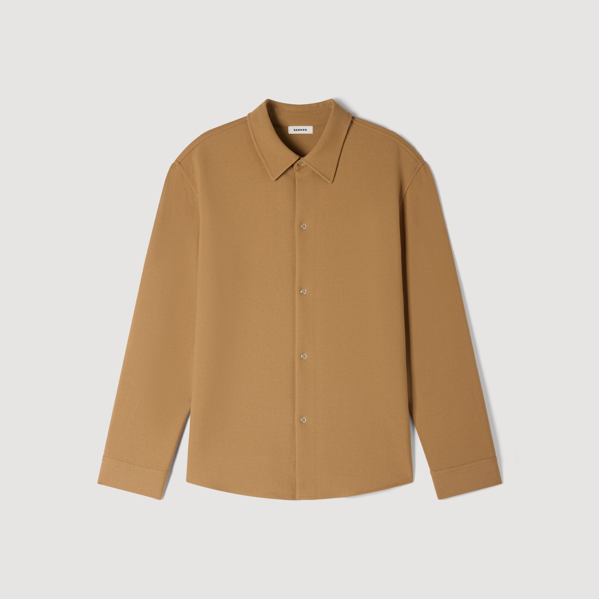 Long-sleeved jersey shirt in Ecru for Men | Sandro Paris