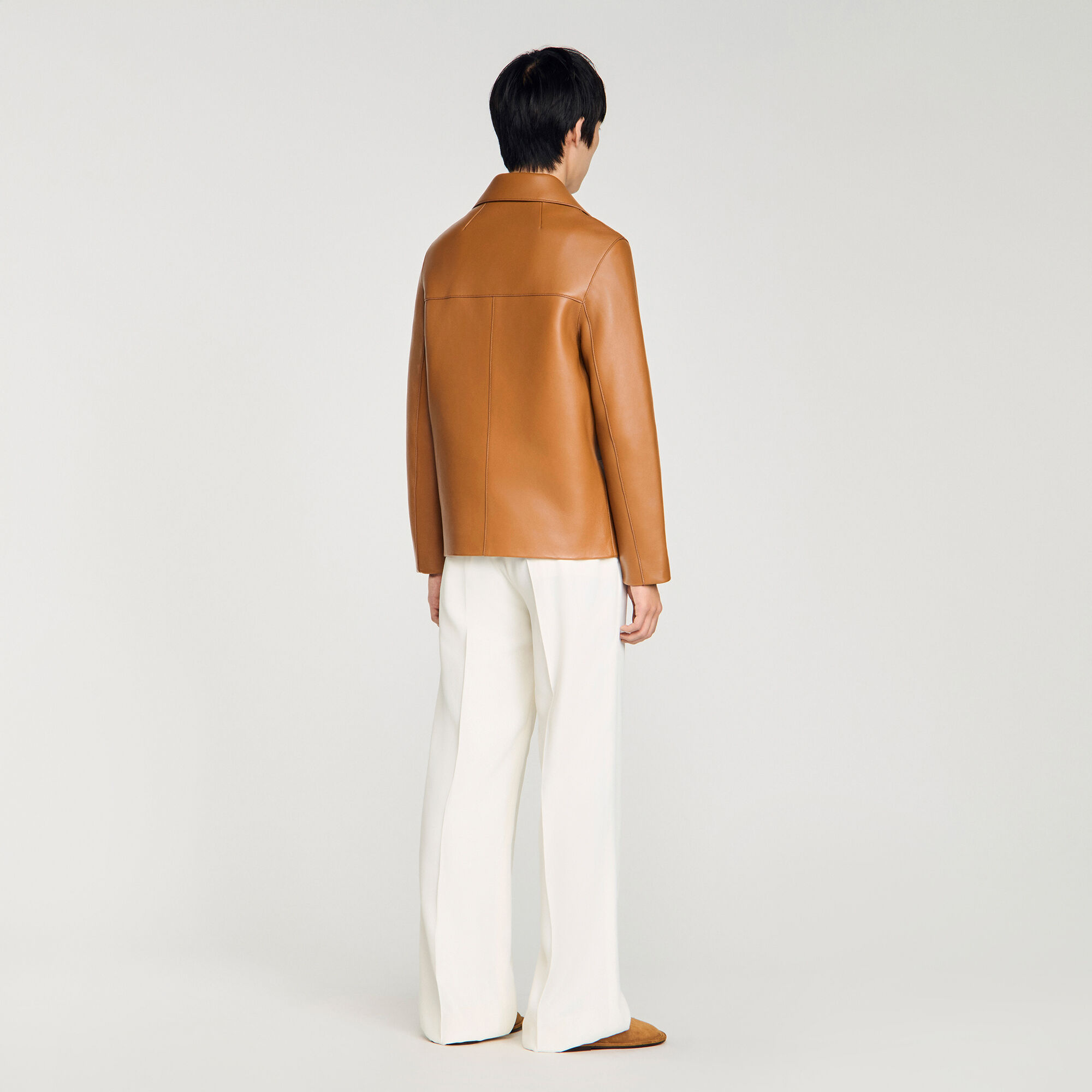 Buttoned lambskin jacket