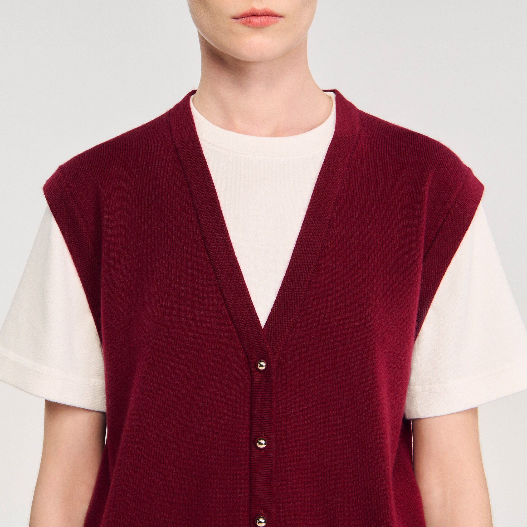 Two-tone wool and cashmere sweater