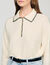 Contrast polo-neck knit sweater