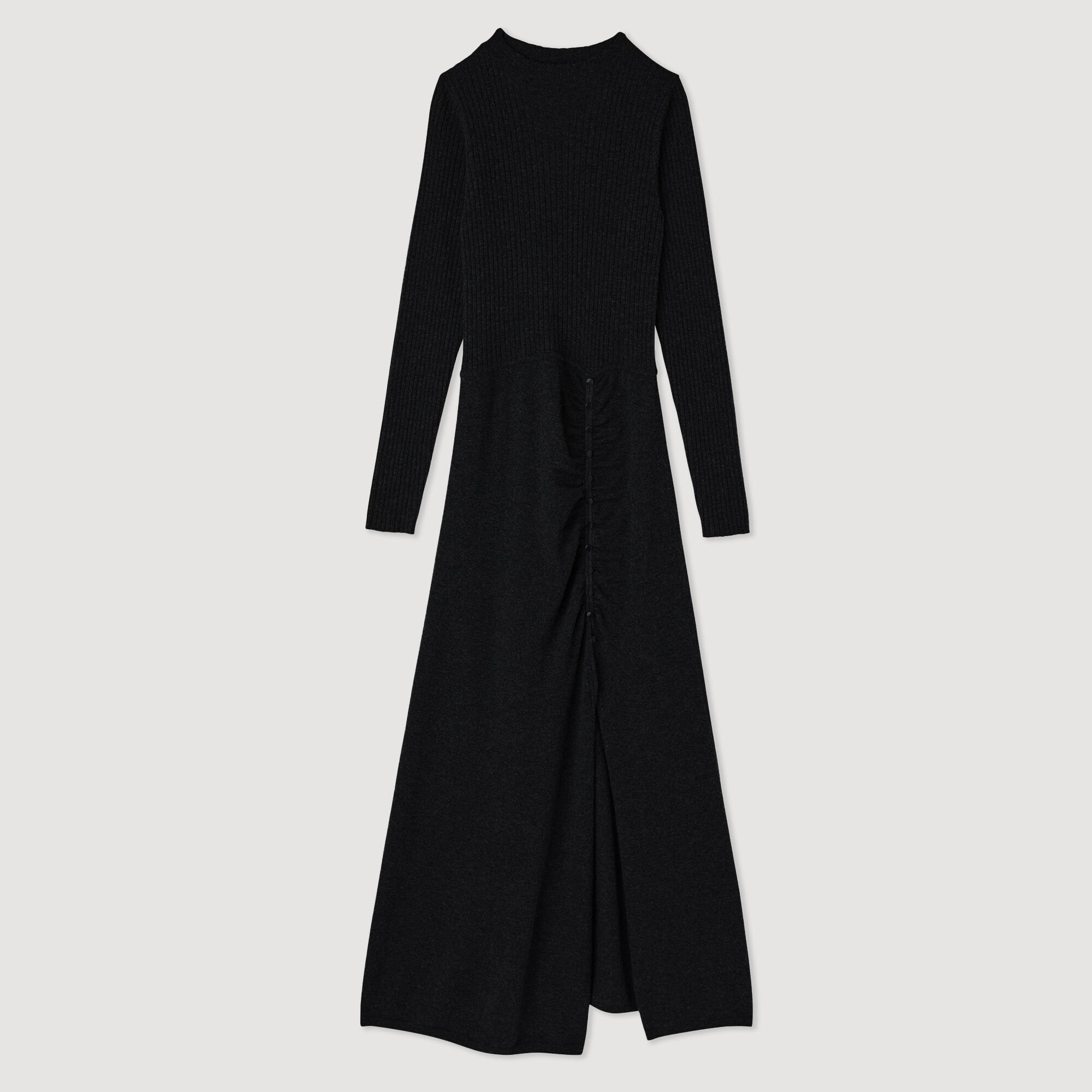 Long, gathered knit dress