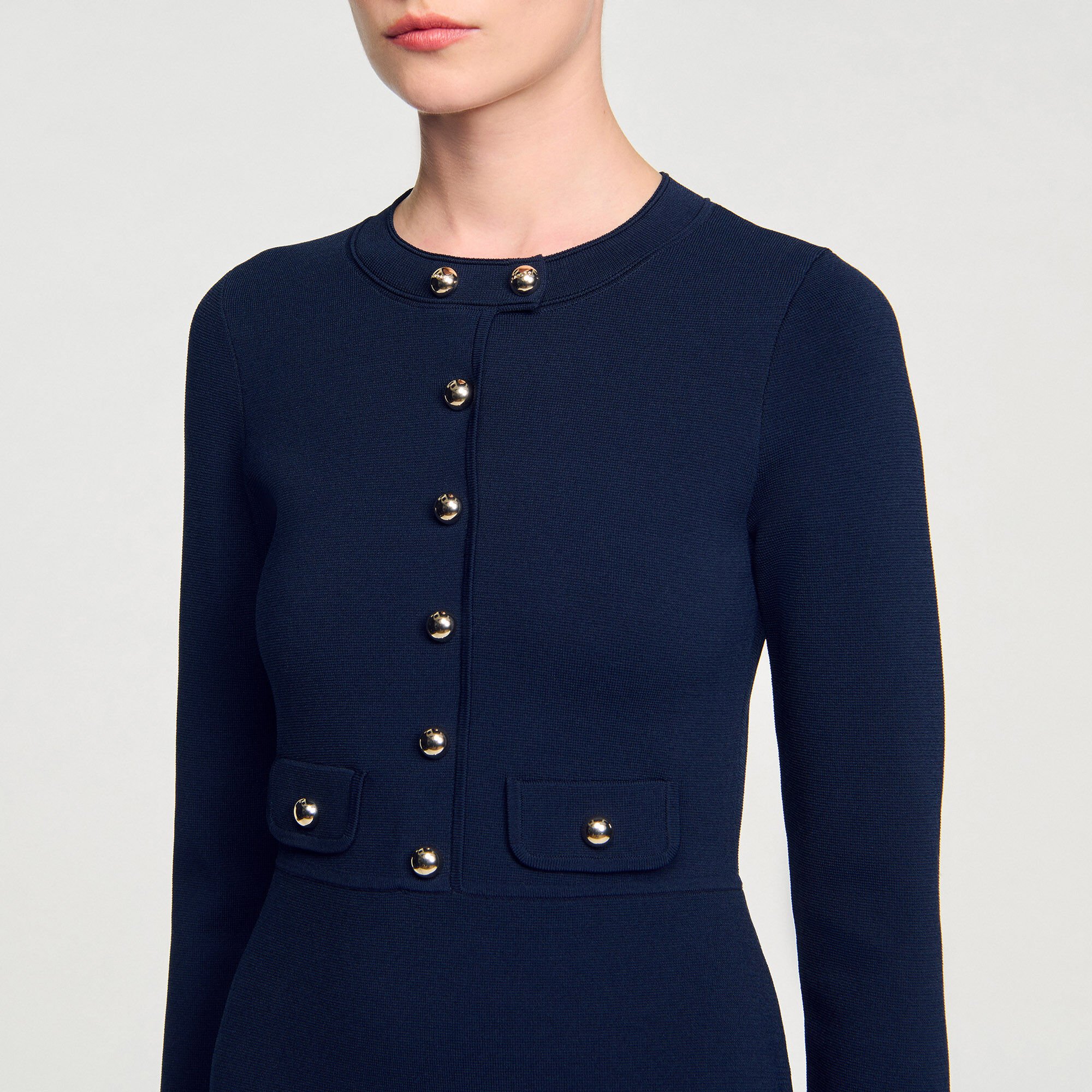 Mini button-up knit dress