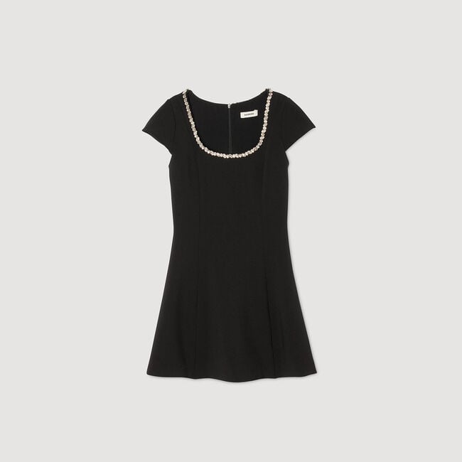 Mini dress with rhinestone collar