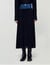 Long pleated denim skirt