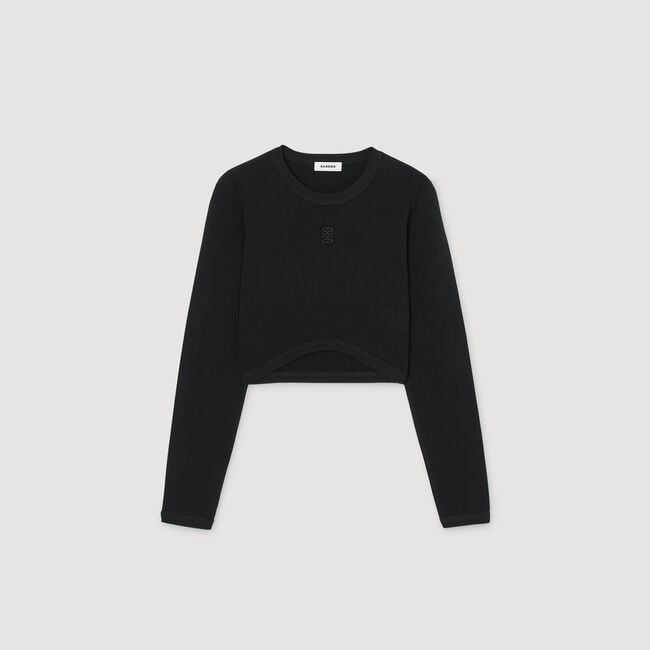 Cropped embroidered T-shirt