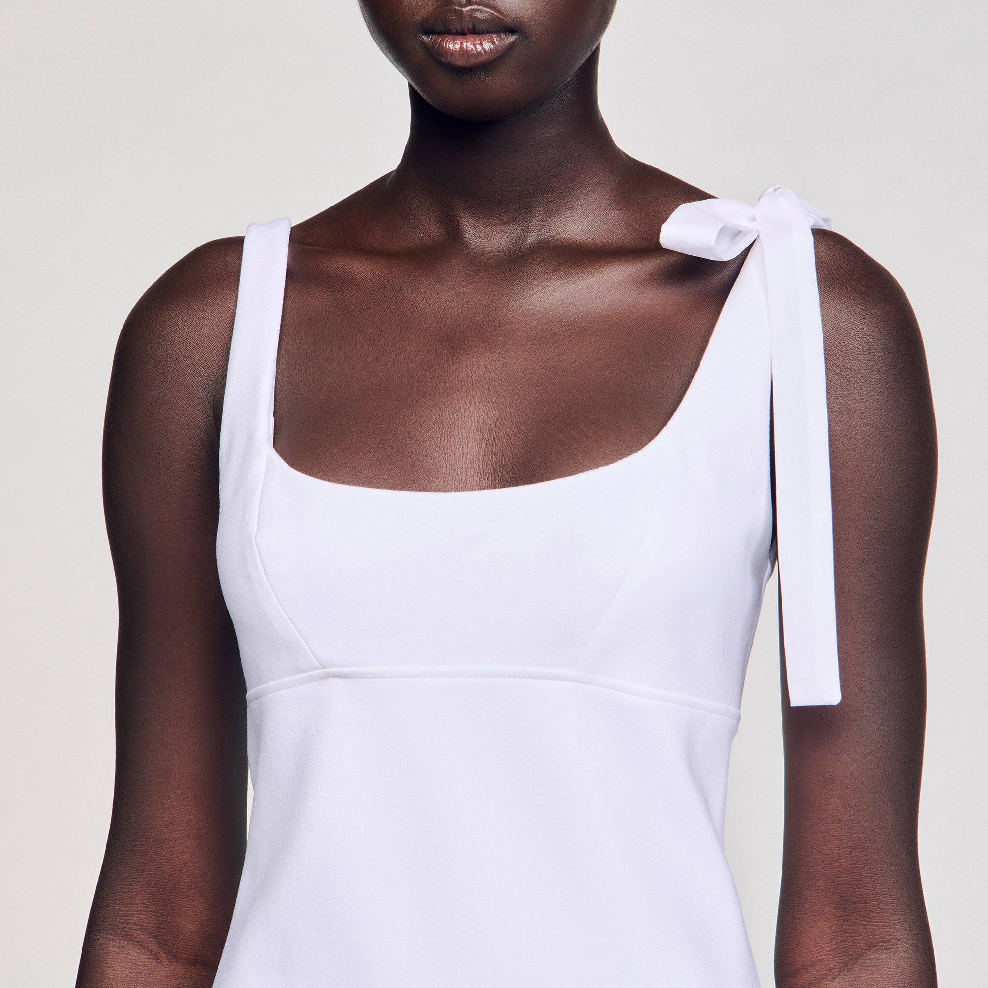 Dual-material mini dress