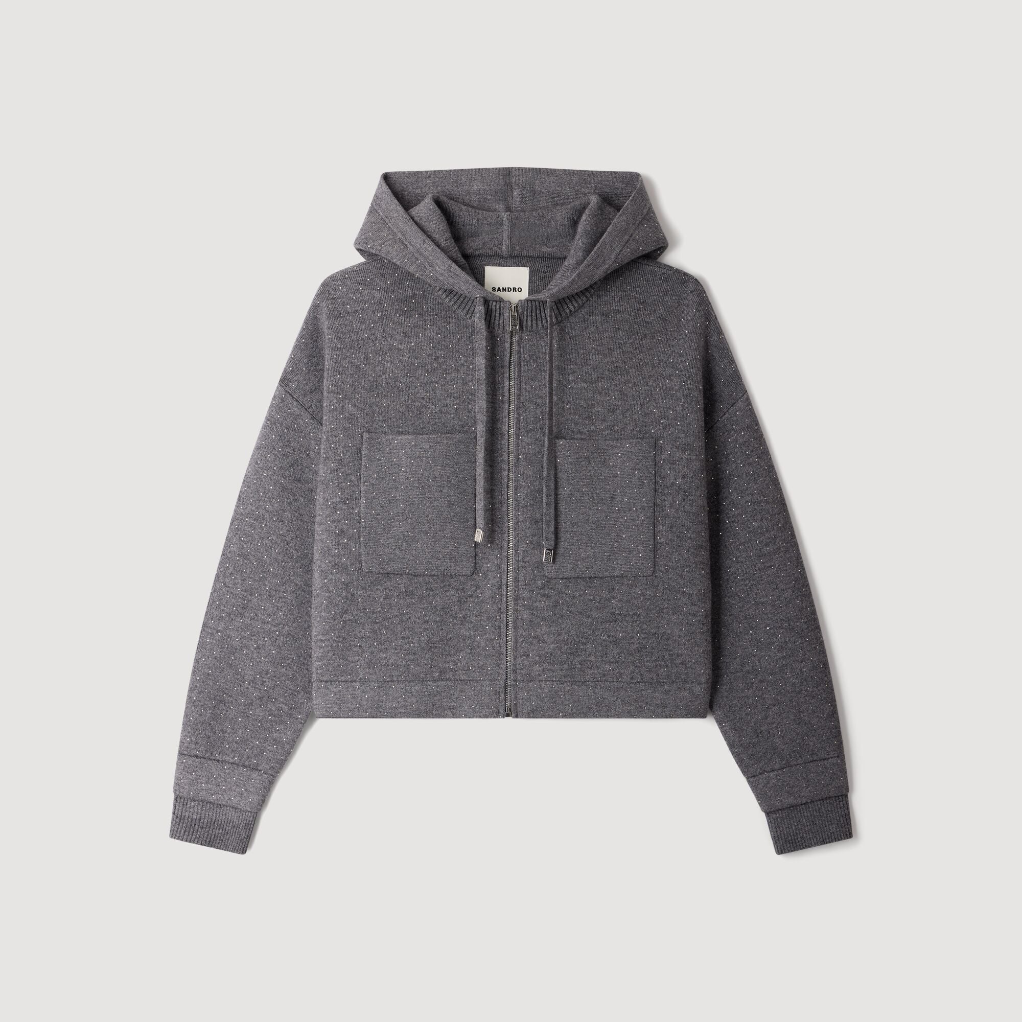 Hooded rhinestone cardigan - Women | Sandro