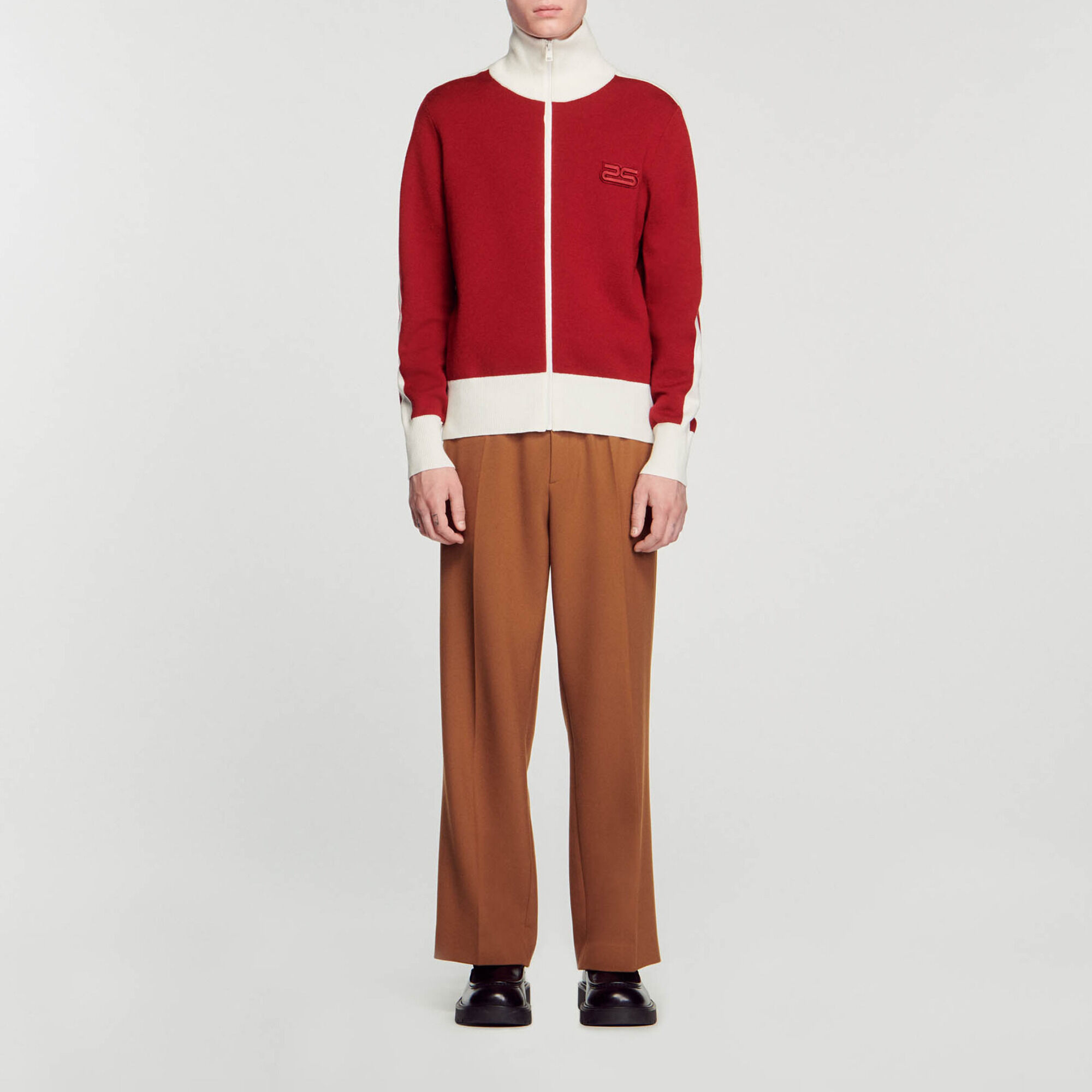 Two-tone knit cardigan