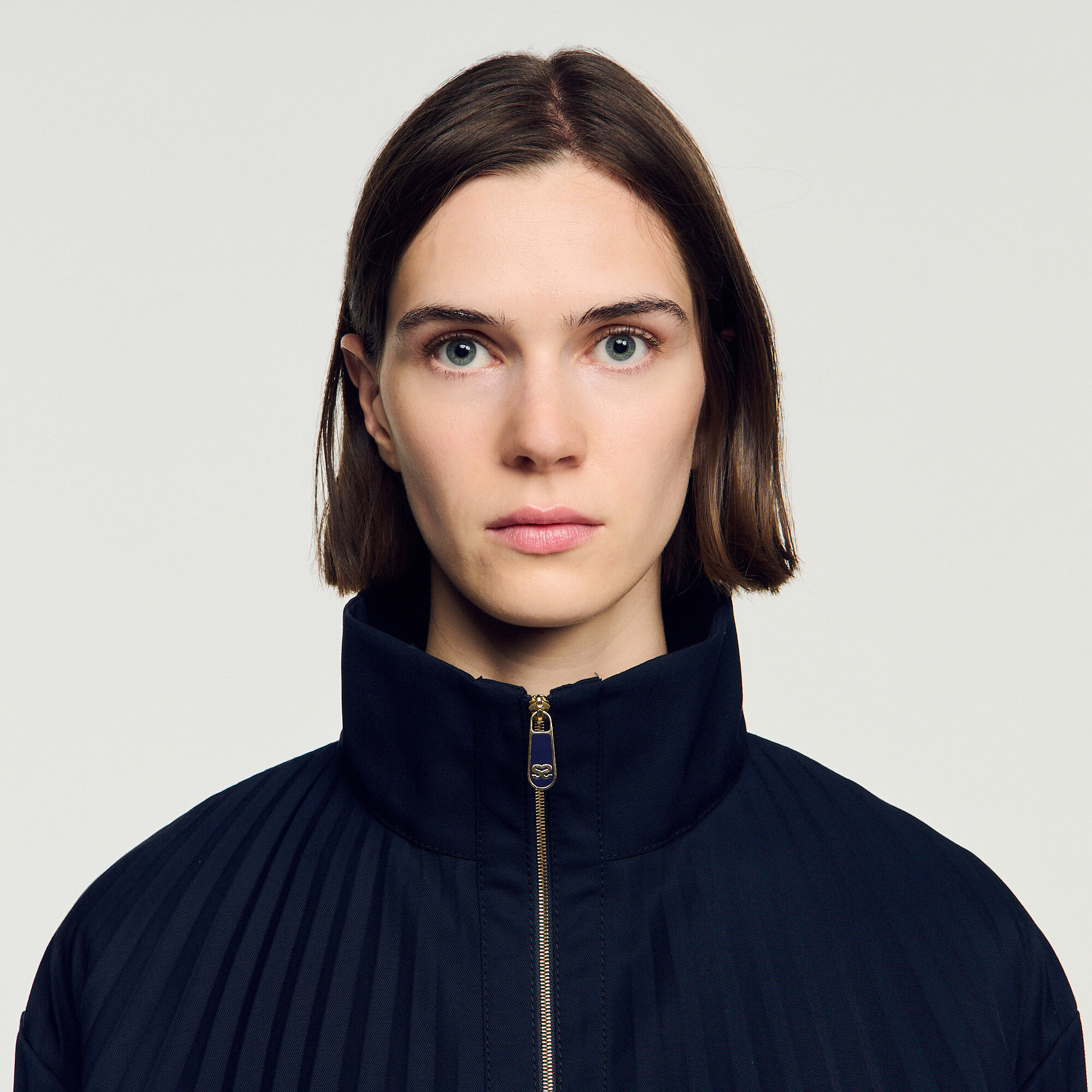 Pleated jacket in Navy Blue for Women | Sandro Paris