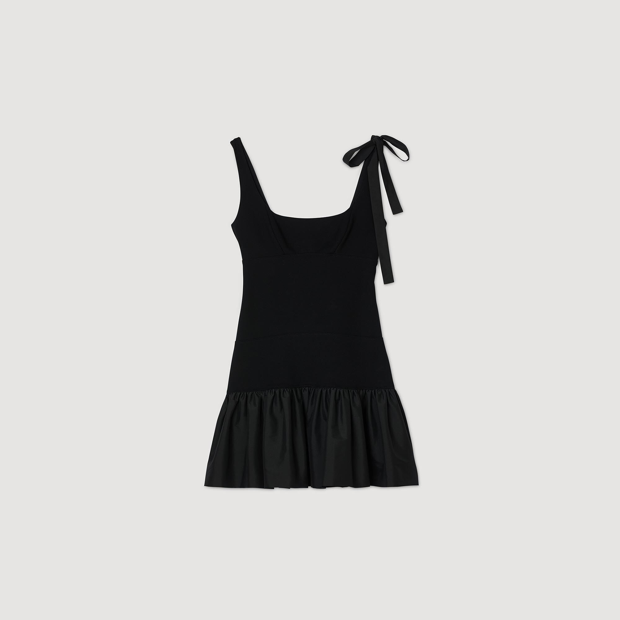Dual-material mini dress