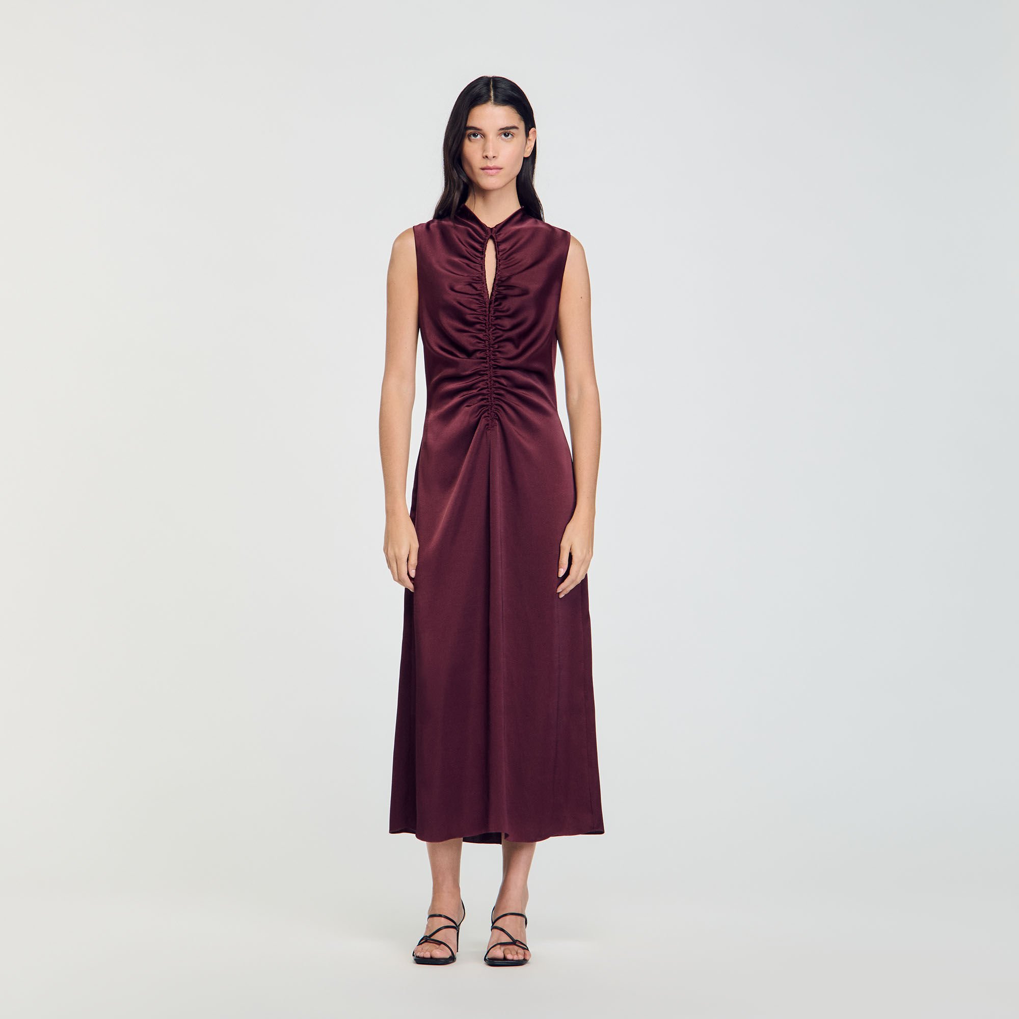 Draped satin-effect dress