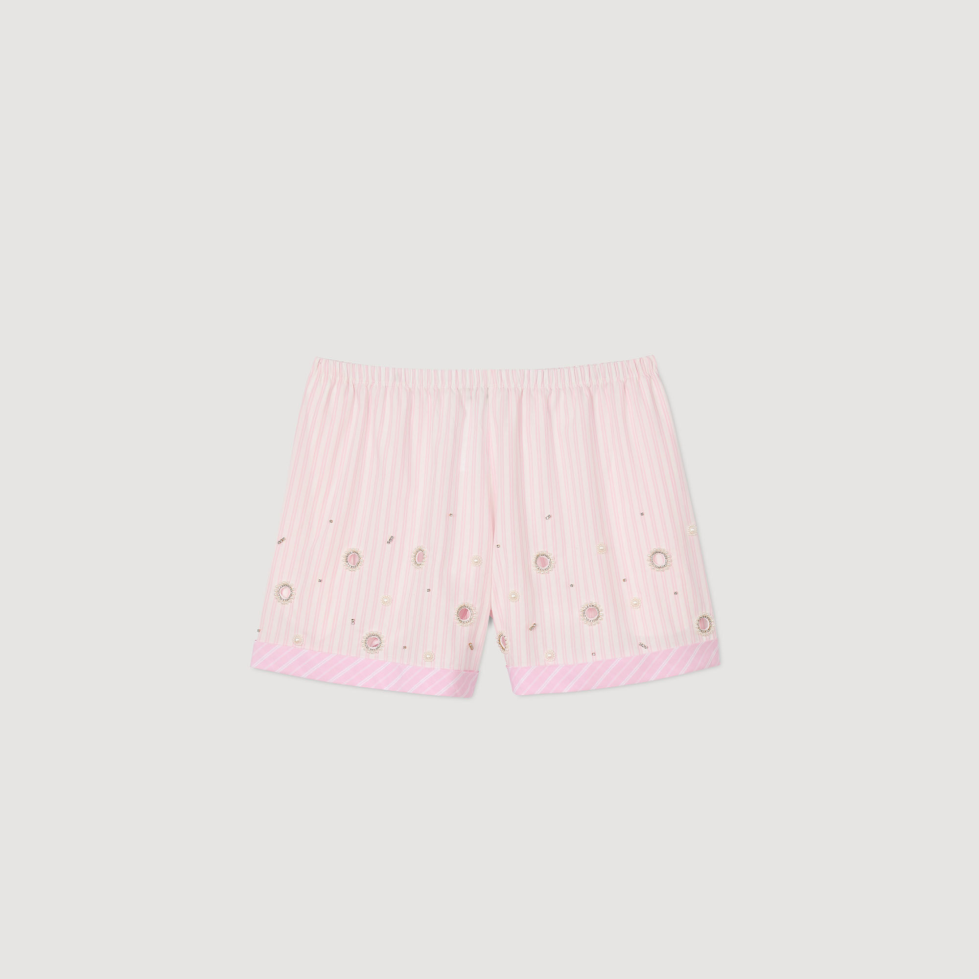 フランス発 Sandro レイヤー 可愛い ストライプ ショートパンツ SANDRO ストライプ ショートパンツ | ホワイト | FARFETCH JP