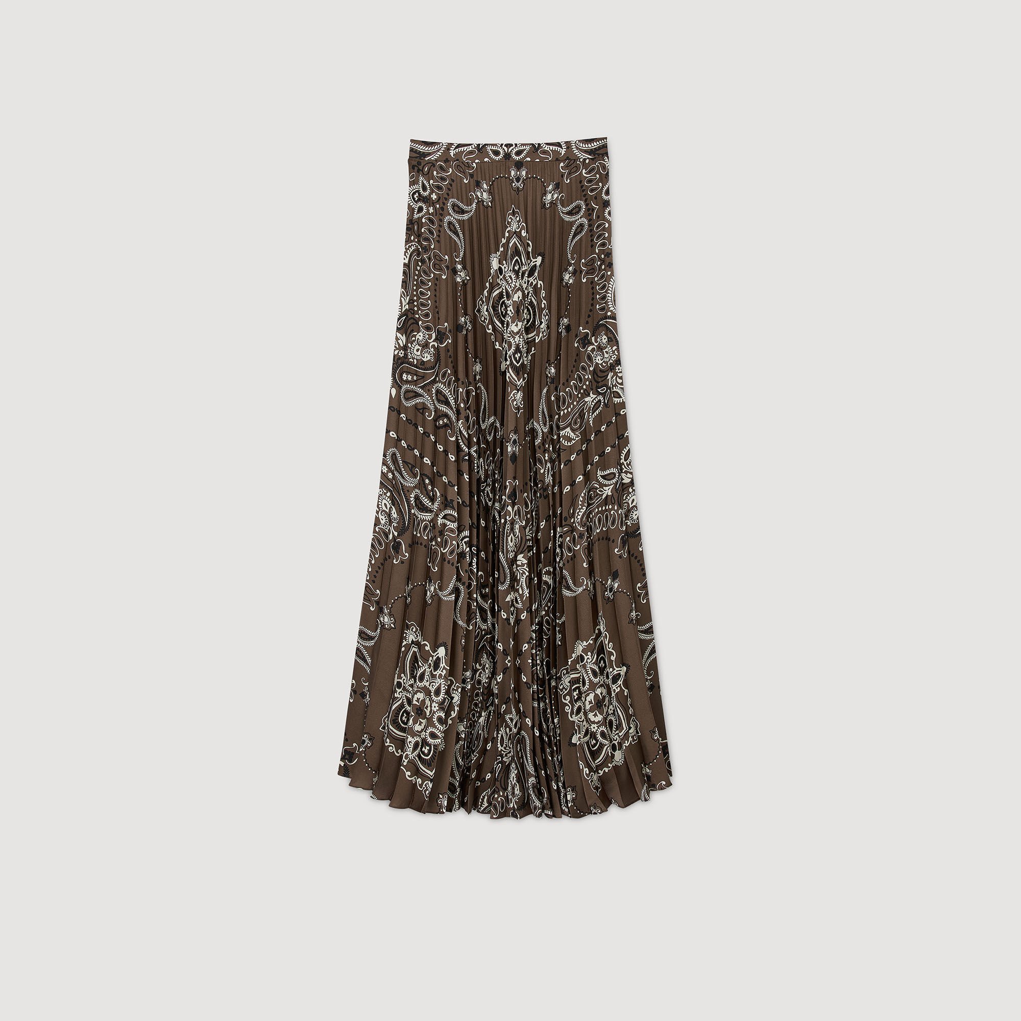 Pleated maxi skirt with bandana motif