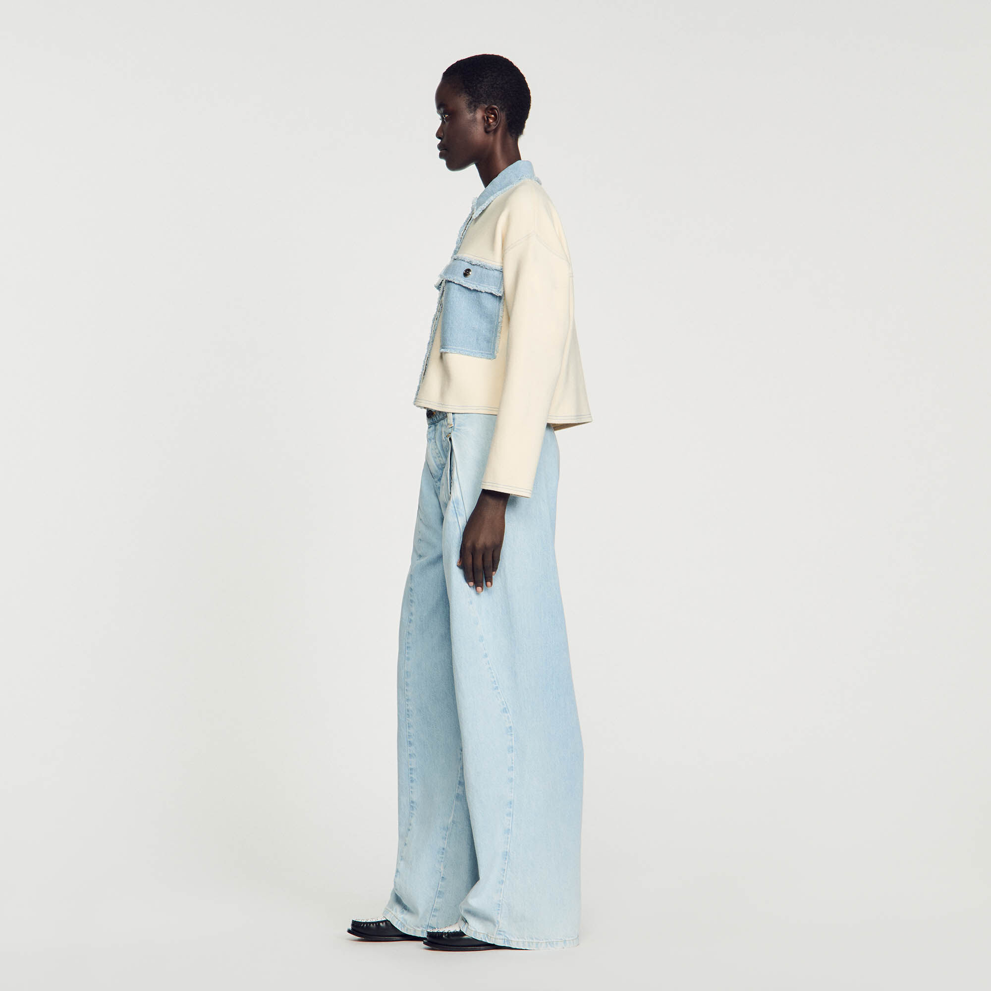 【海外限定】Sandroコットンスカート☆Stripe-Print Flared Cott SANDRO Striped Skirt | Blue | FARFETCH