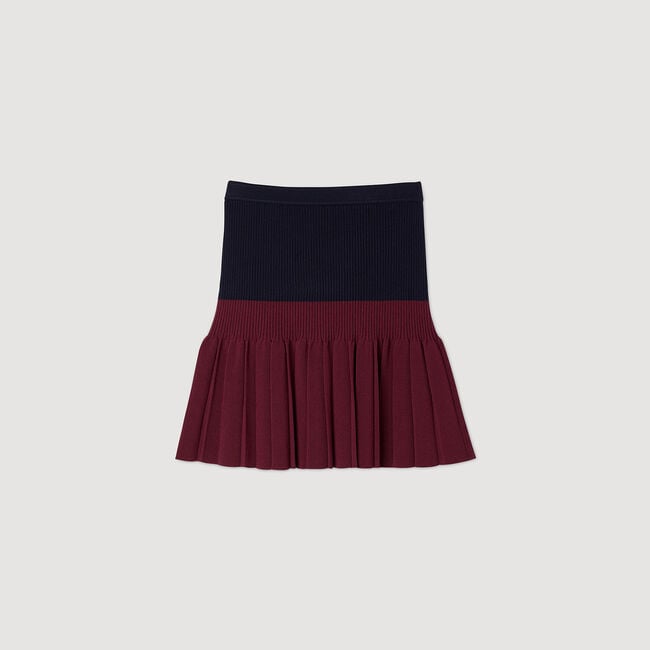 Mini two-tone pleated skirt