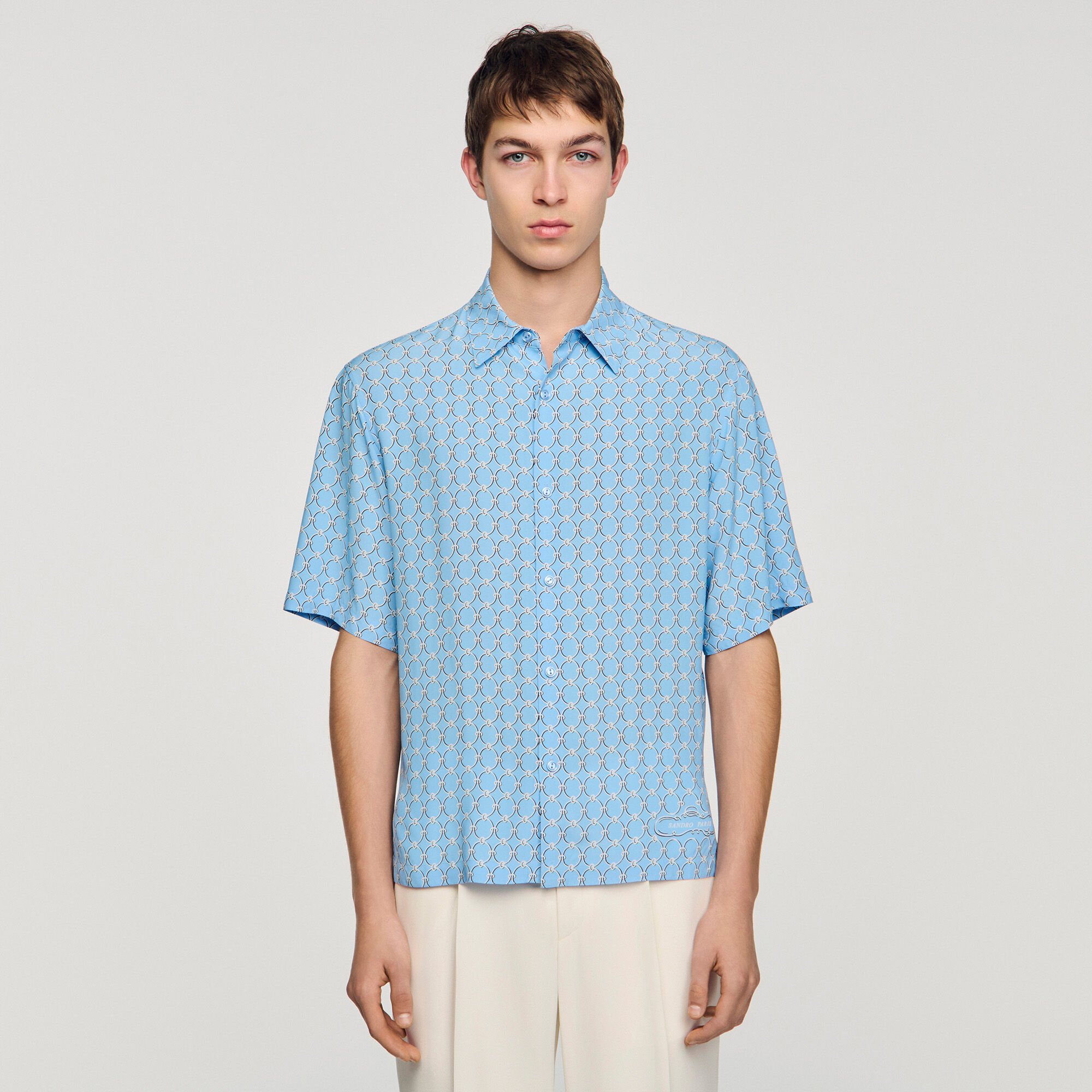 Link print loose-fit shirt