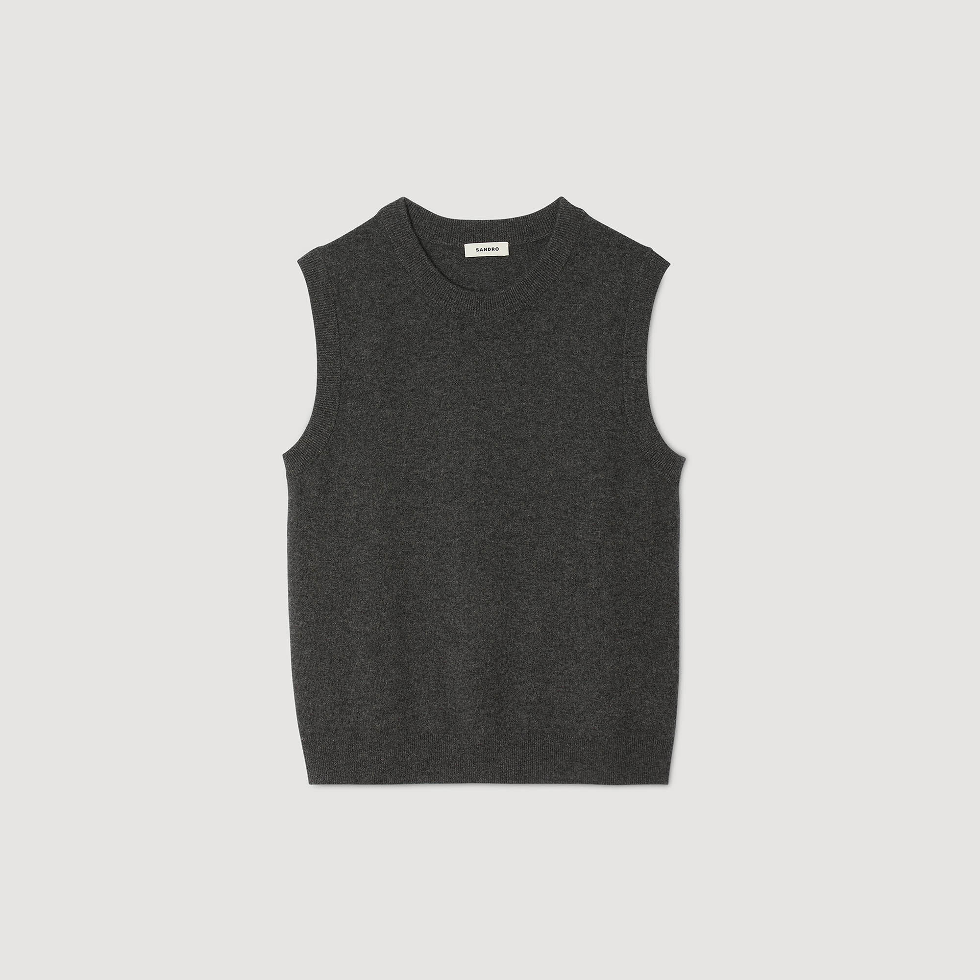 Cashmere sweater vest black / gray for Men | Sandro Paris