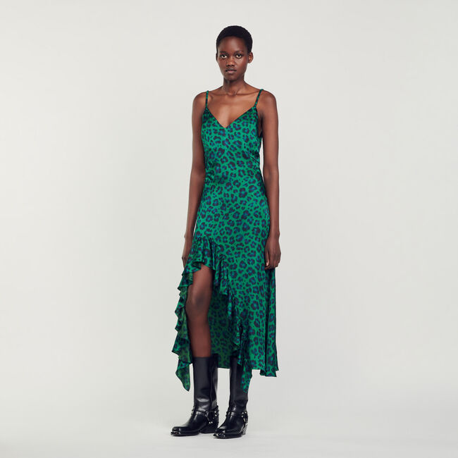 Leopard print slit dress