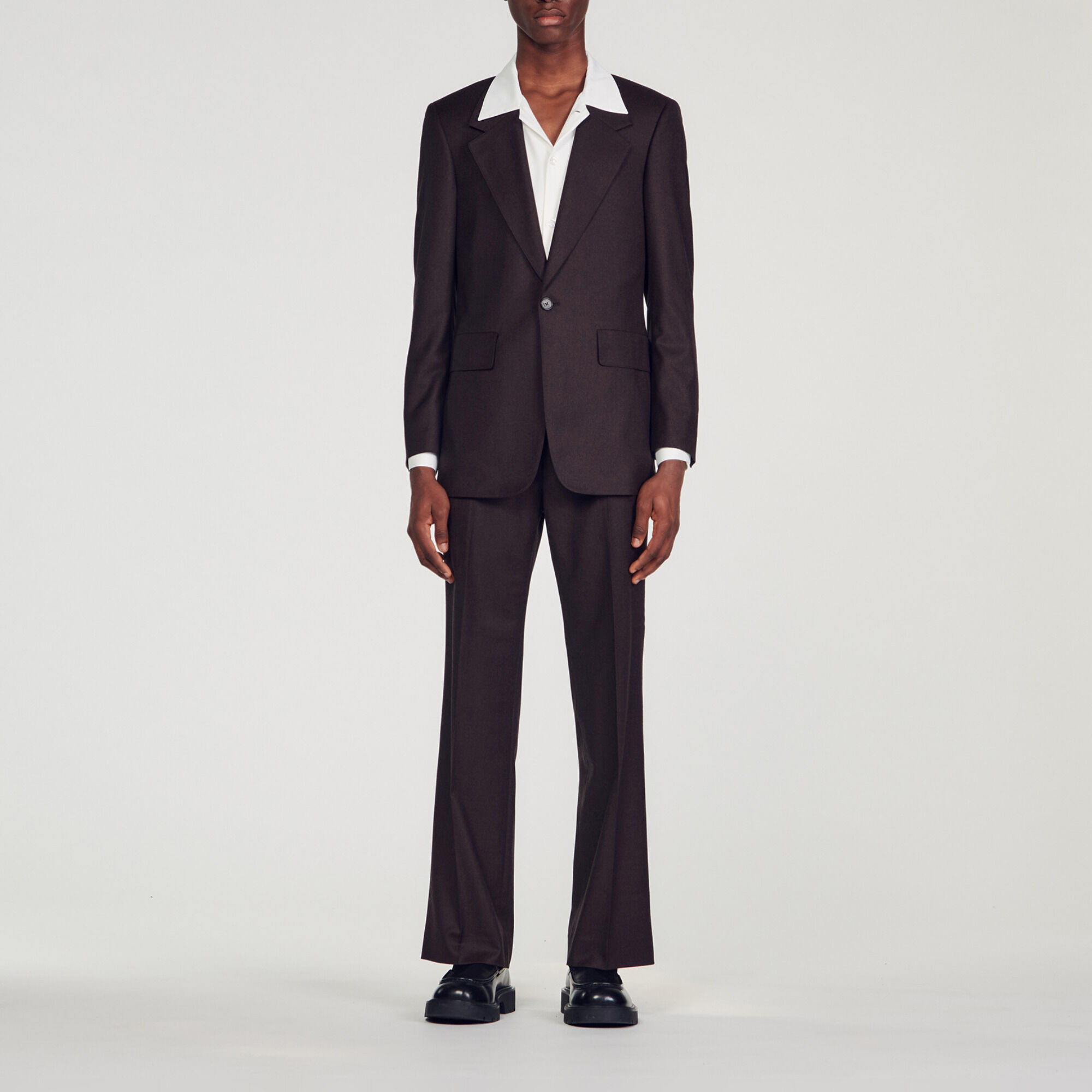 Wool suit jacket brown for Men | Sandro Paris