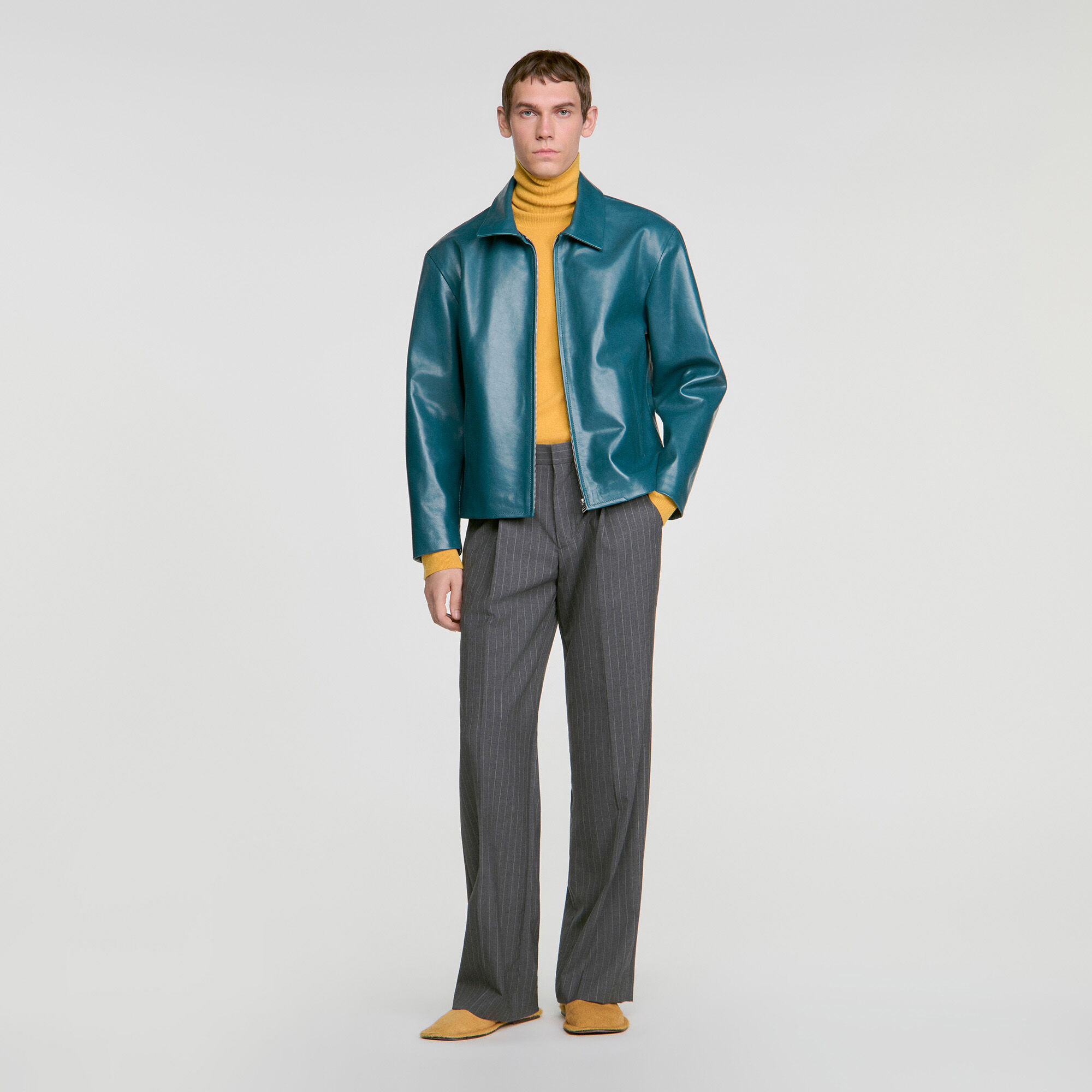Classic zip-up leather jacket