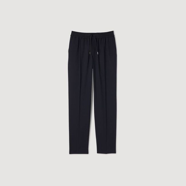 Elasticated straight-leg trousers