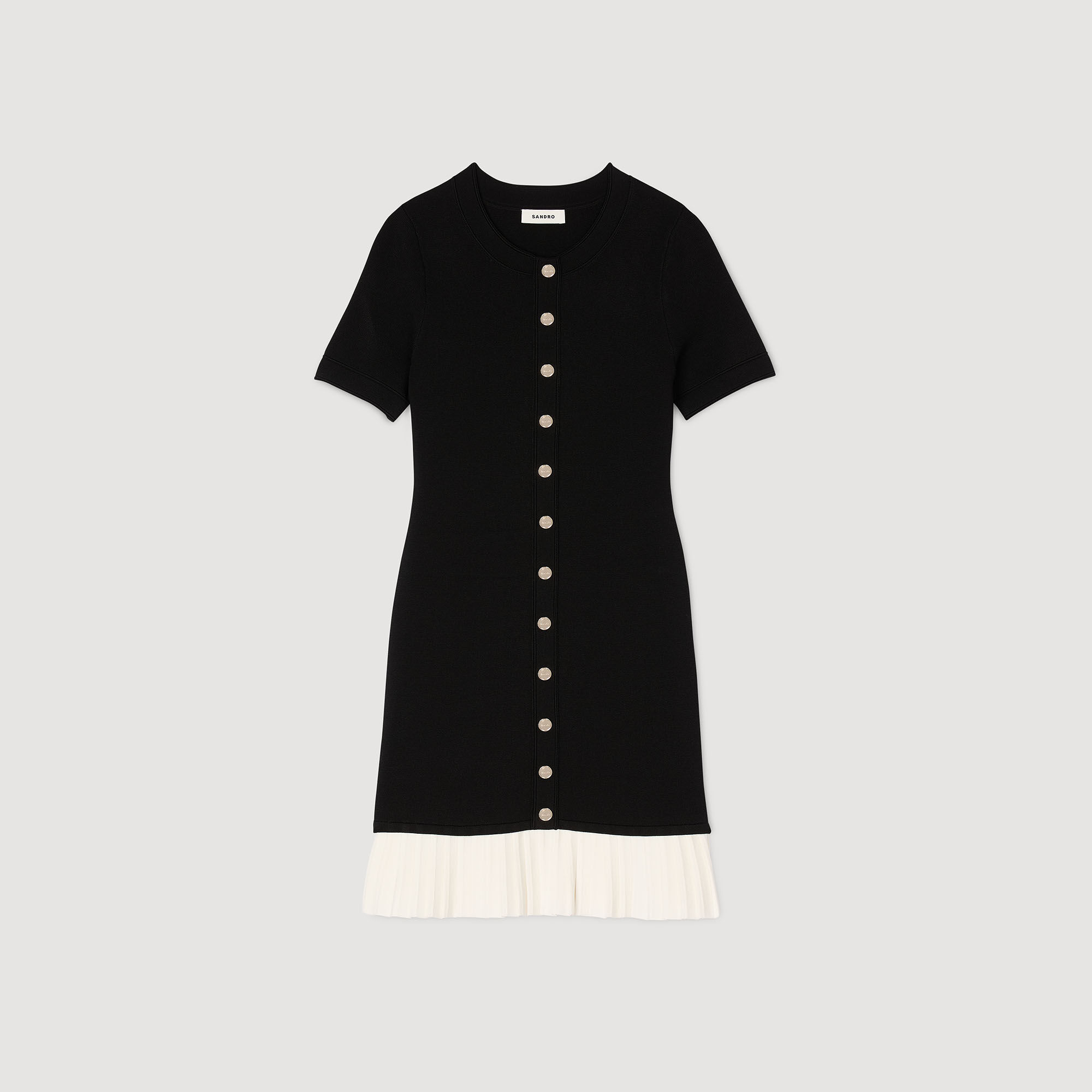 Short knit dress with ruffle black / gray For Women | Sandro