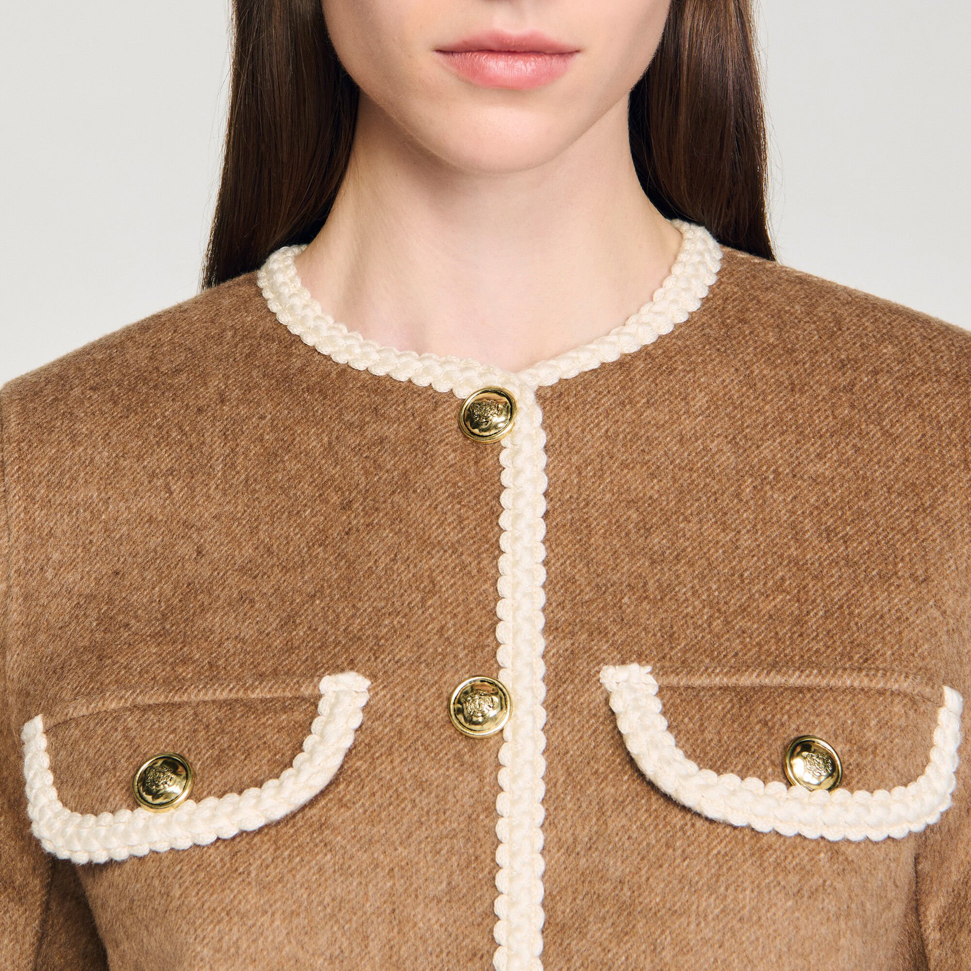 Double-faced jacket brown For Women | Sandro Paris