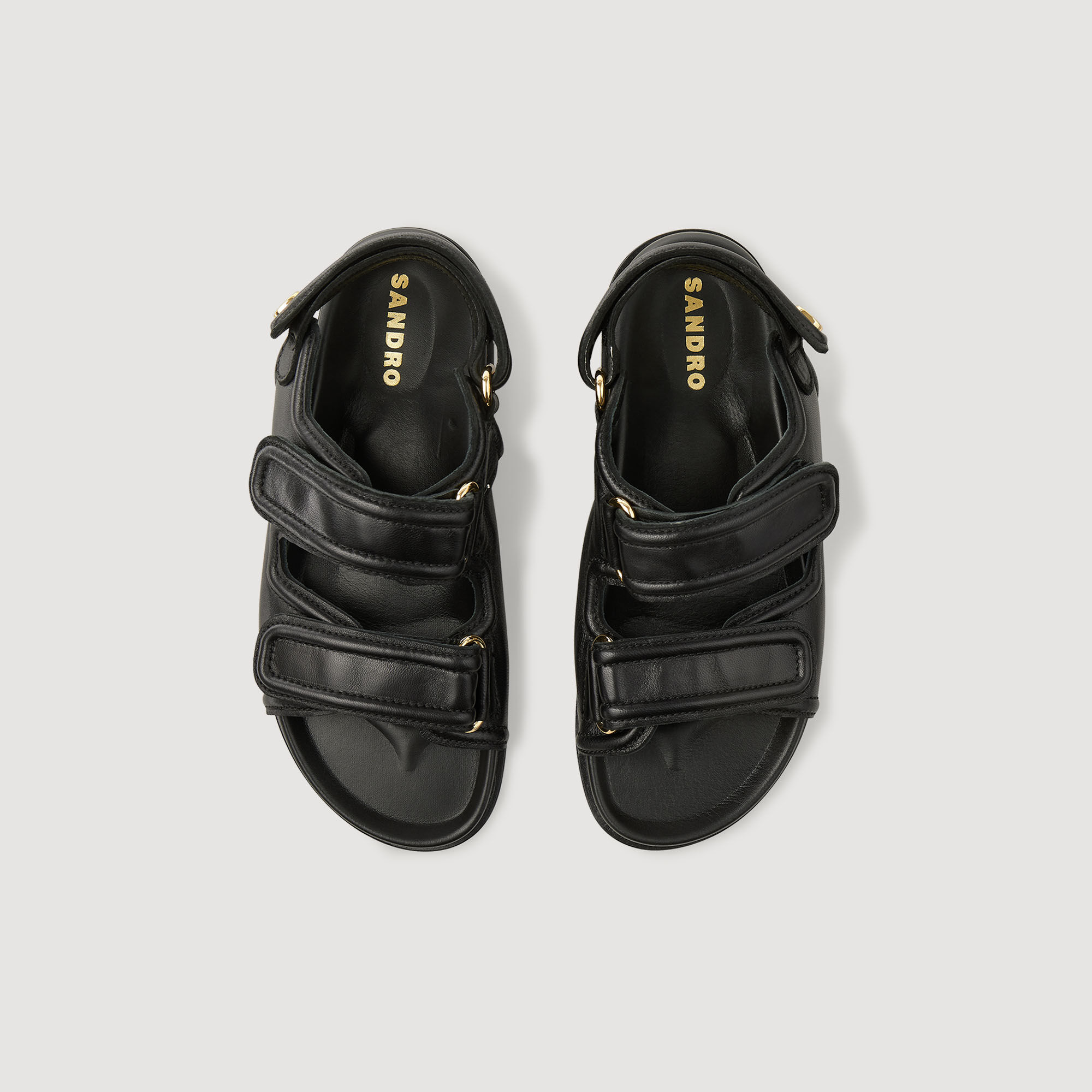 Leather sandals black / gray For Women | Sandro Paris