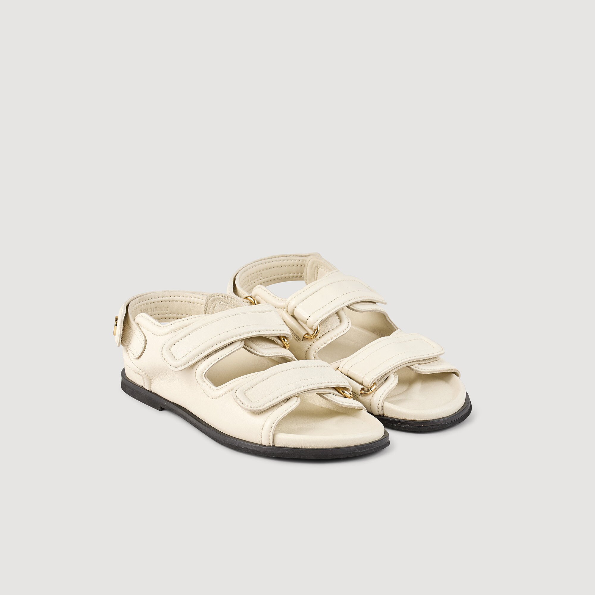 Plain leather lambskin sandals white / beige For Women
