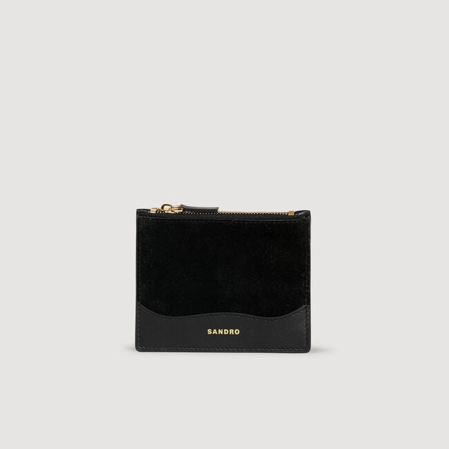 Leather and suede cardholder