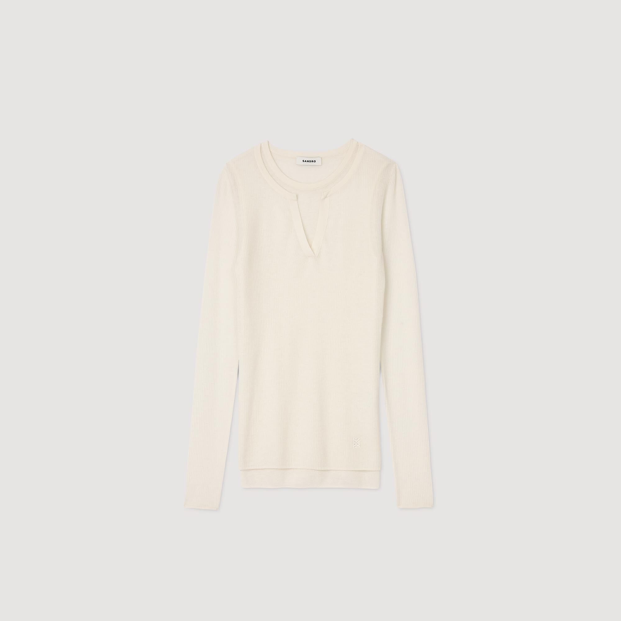 Wool Layered Effect Sweater white / beige For Women | Sandro