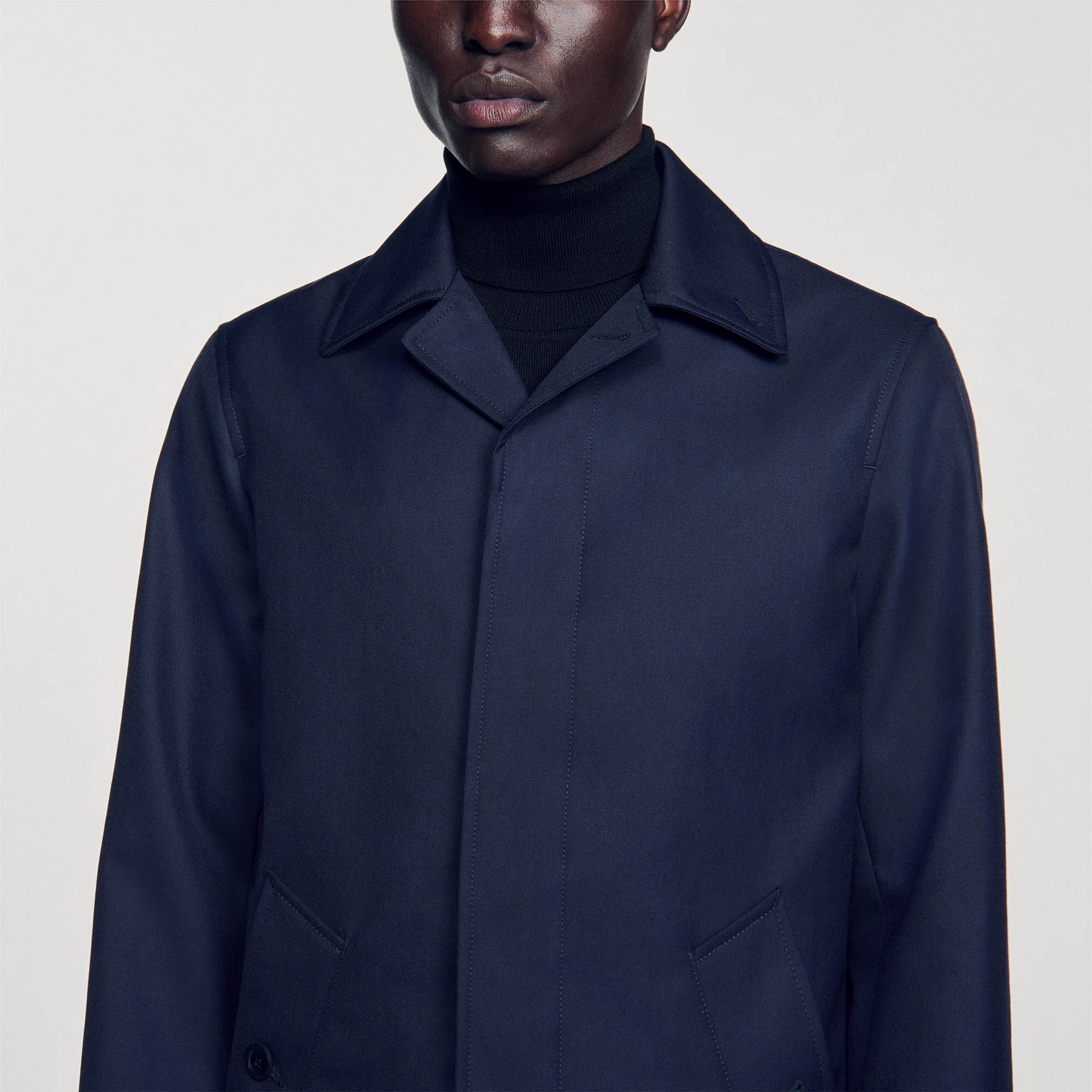 Waterproof raincoat blue for Men | Sandro Paris
