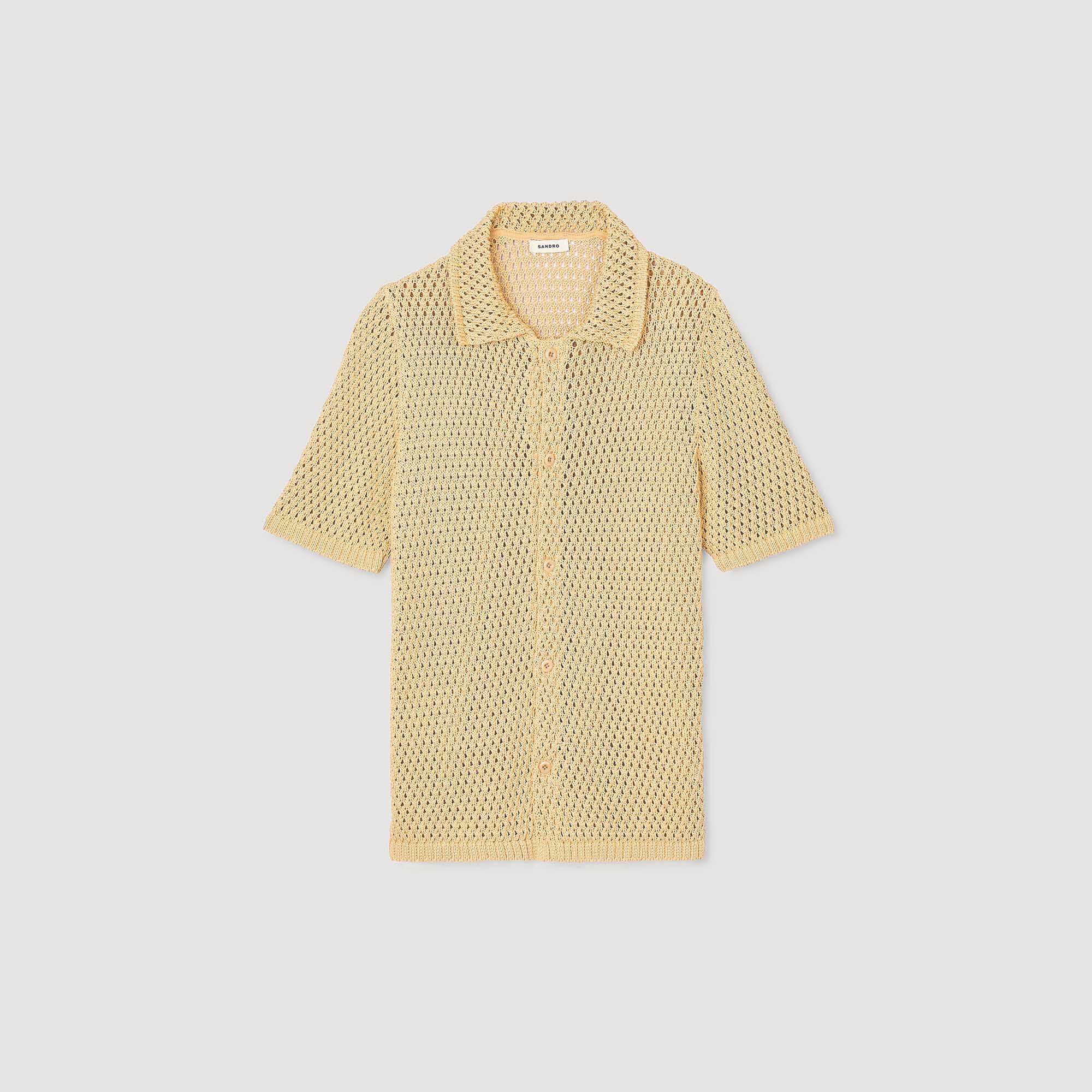 Crochet shirt white / beige for Men | Sandro Paris