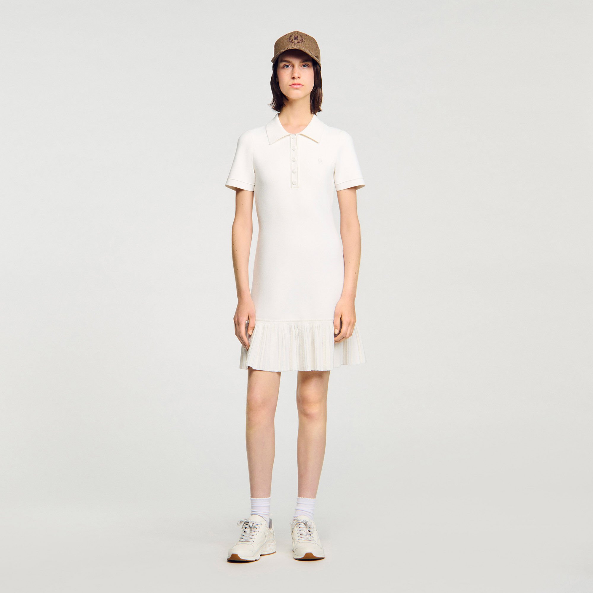 Mini knit dress with polo neck