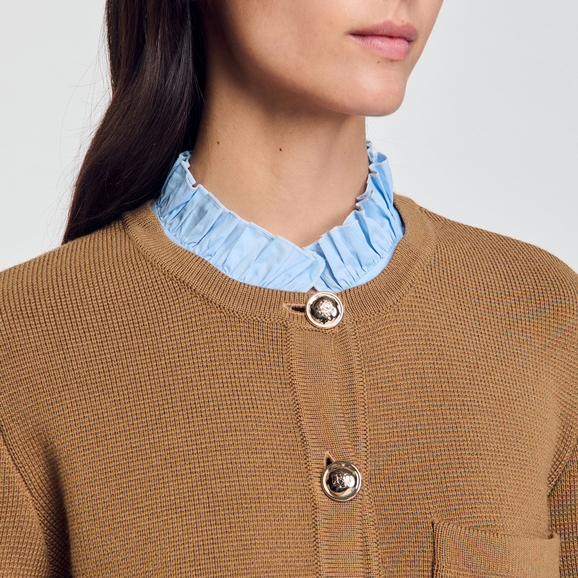 Knit Cardigan With Detachable Collar